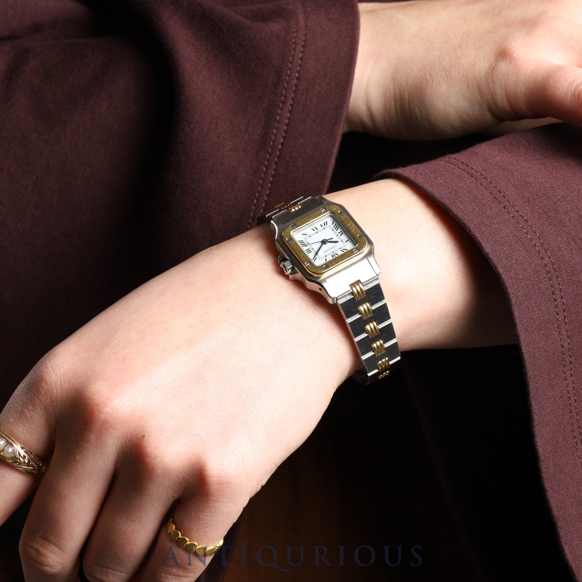 Cartier Santos Carrée SM AC14.30gr OR 0.750 2.80gr / 0902 Automatic SS/YG White Roman Dial Warranty (1988) Overhauled