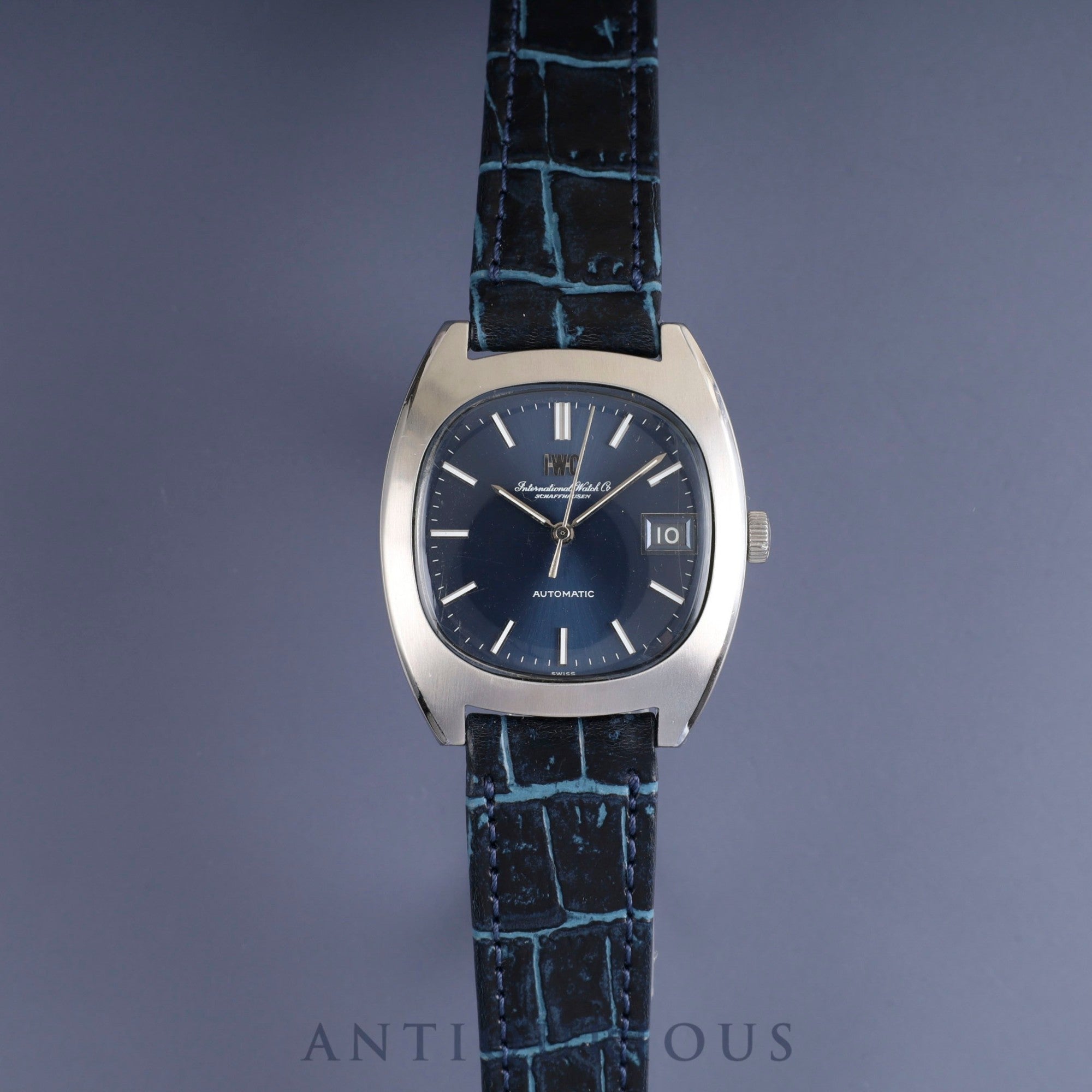 IWC オールドインター シャウハウゼン TVスクリーン 1872 自動巻き Cal.8541B SS 革 社外尾錠(SS) ブルー文字盤 オーバーホール済み アイダブリュシー