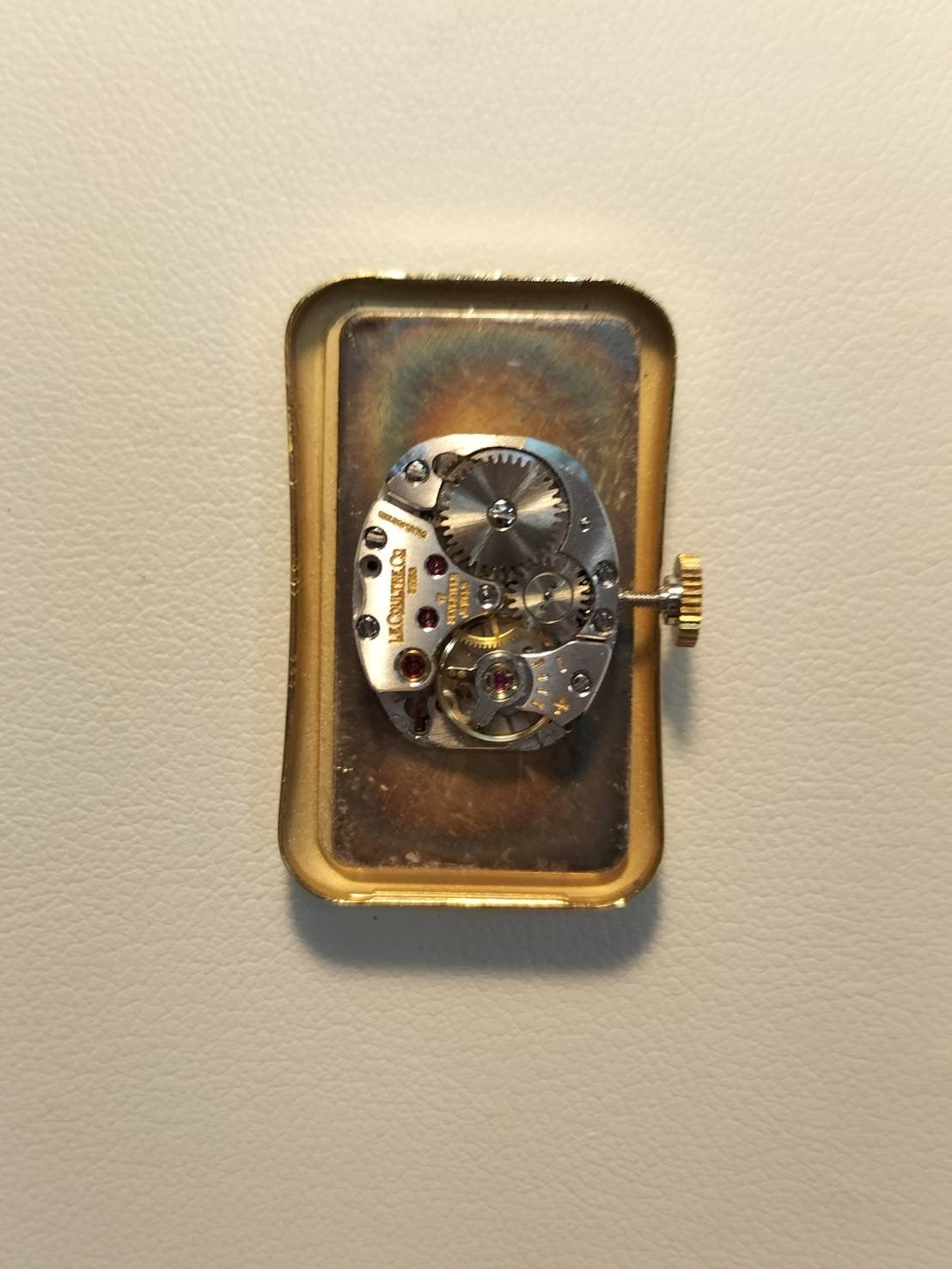 Jaeger-LeCoultre Rectangular 6011 Manual winding YG Leather Genuine buckle (GP) White Roman dial Overhauled