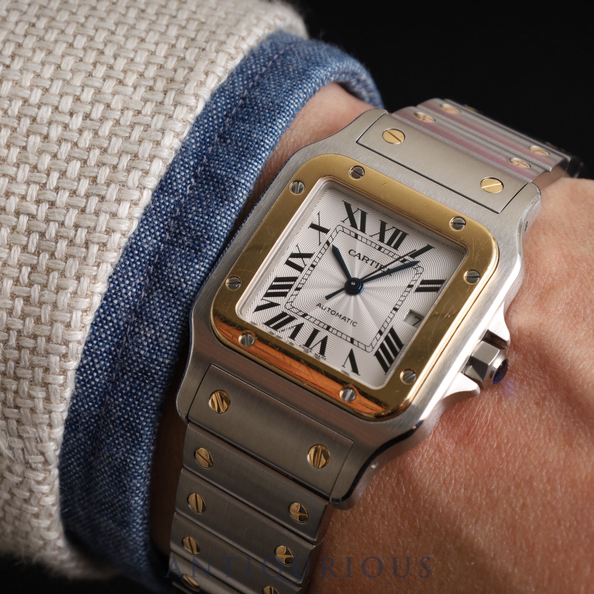 カルティエ サントス ガルベ LM W20058C4 / 2319 自動巻き SS/YG SS/YG シルバーギョーシェ文字盤 カルティエブティックにてコンプリートサービス(フルメンテナンス)済み