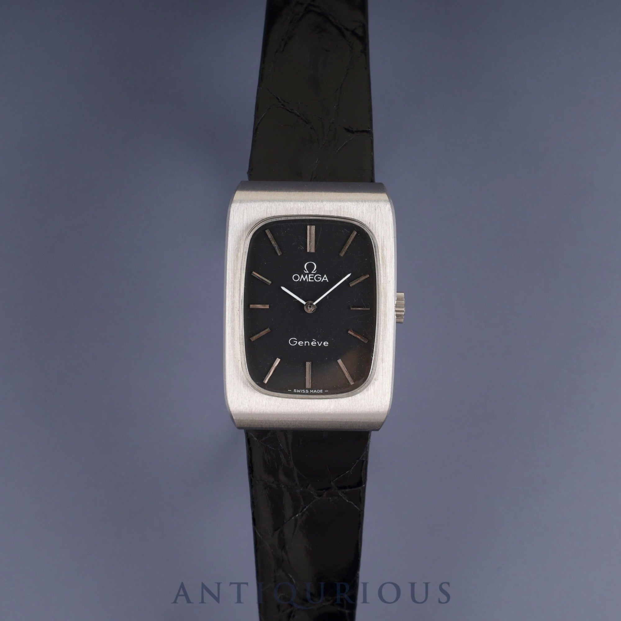 Omega Geneve 511.0469 Manual Winding Stainless Steel Leather Strap with Aftermarket Buckle (SS) Black Dial Overhauled
