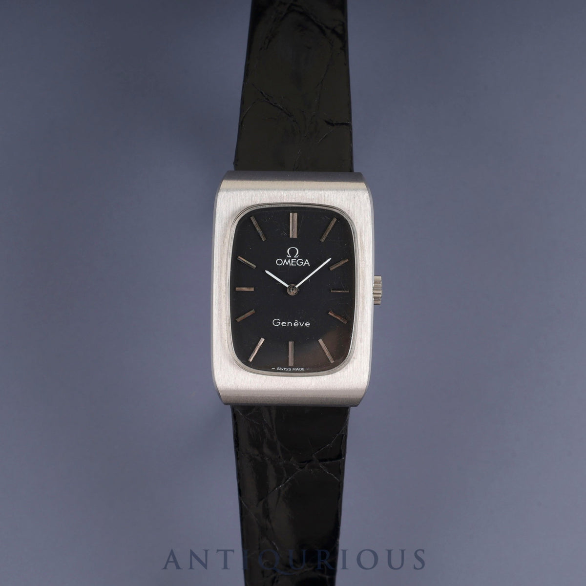 Omega Geneve 511.0469 Manual Winding Stainless Steel Leather Strap with Aftermarket Buckle (SS) Black Dial Overhauled