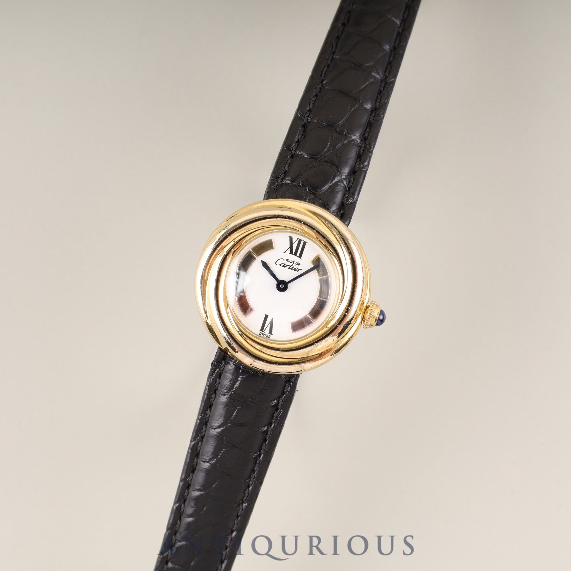 Cartier Must Trinity W1010644 / 2735 Quartz Caliber - SV925 Leather Genuine D-buckle (GP) Trinity Dial Box Completely serviced at a Cartier boutique