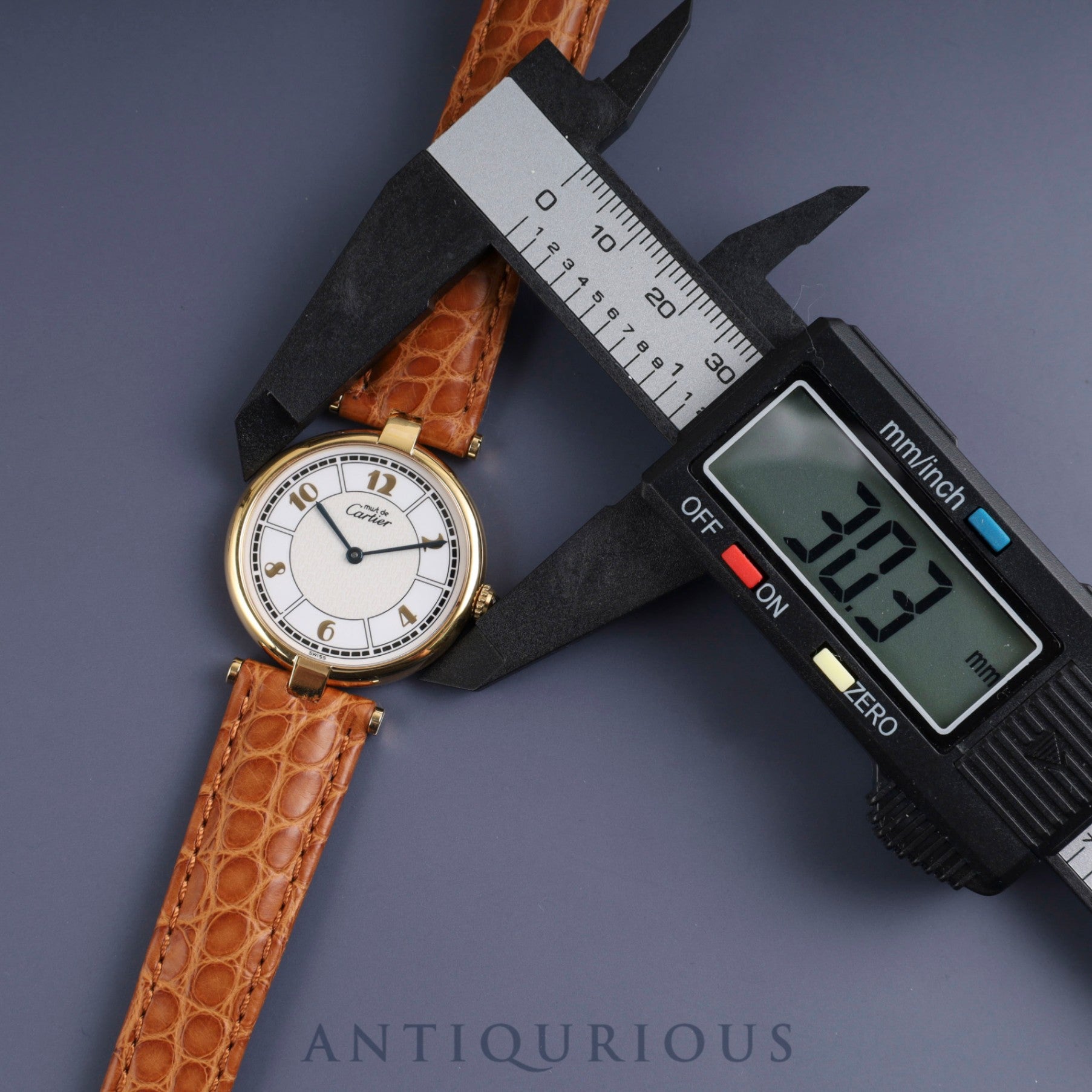 Cartier Must Vendome VLC LM W1009754 / 1861 Quartz Cal.690 SV925 Leather Genuine D Buckle (GP) Arabic CC Dial Box Warranty (1997) Overhauled