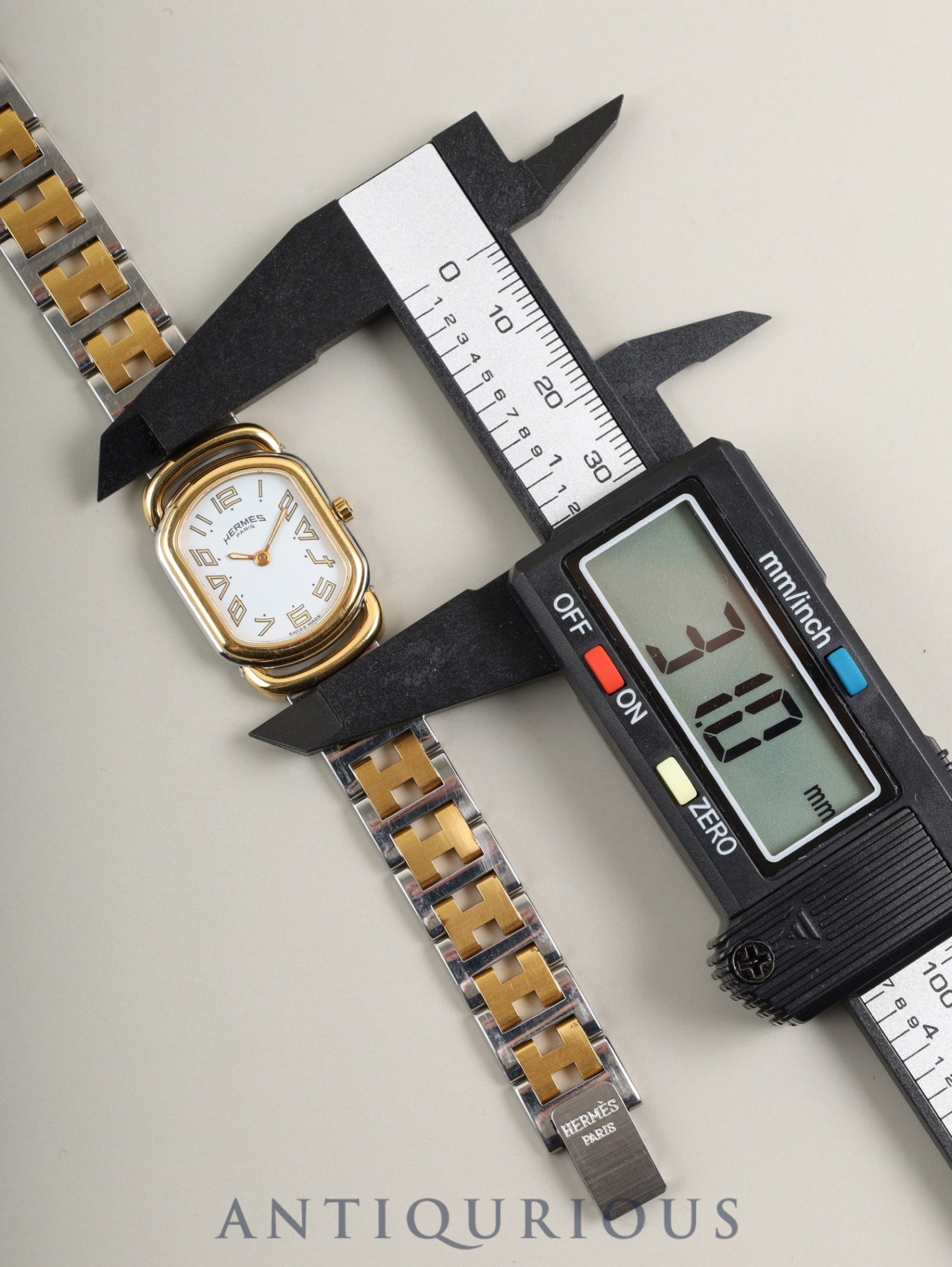 エルメス ラリー クォーツ Cal.976.001 SS/GP SS/GP ホワイト文字盤 オーバーホール済み