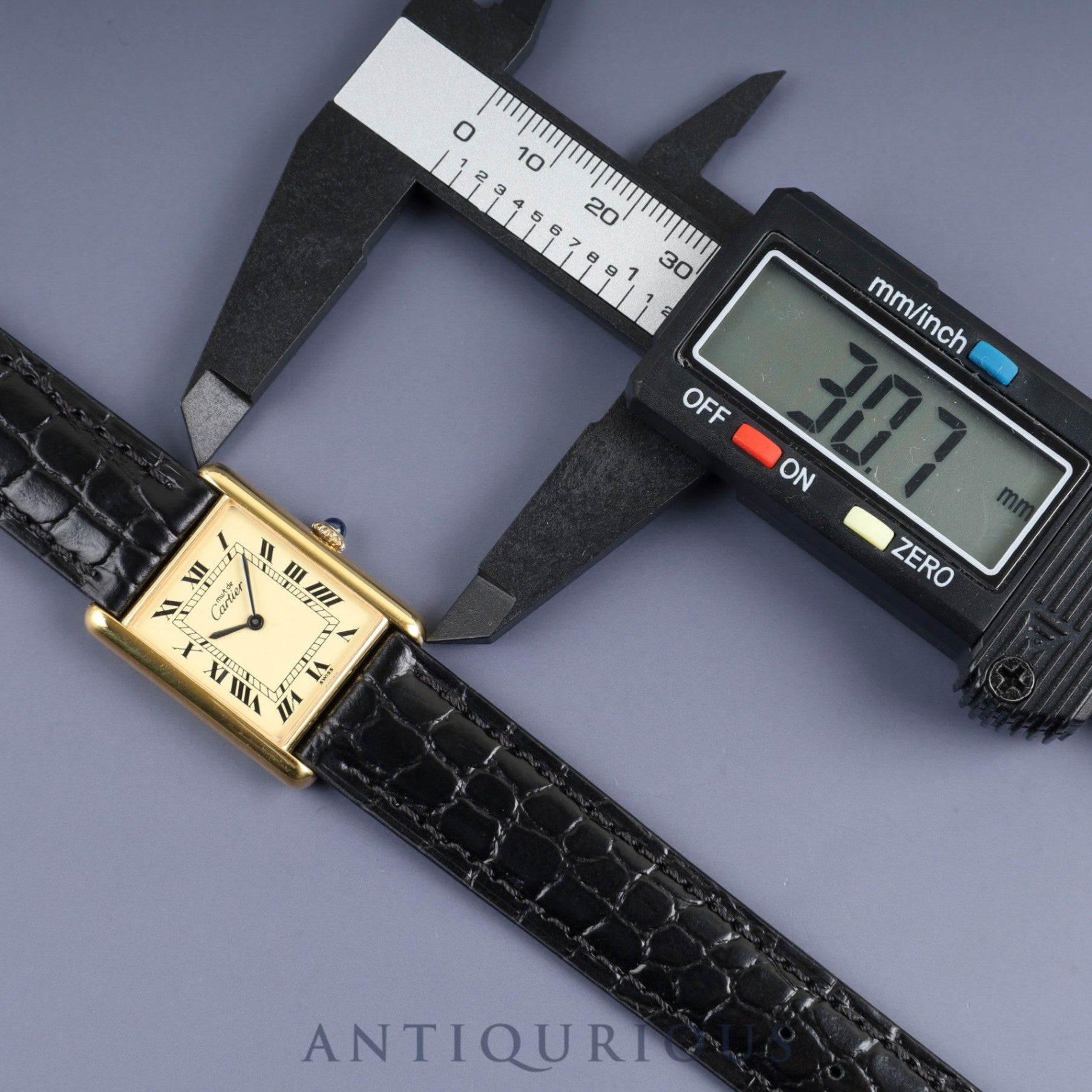 Cartier Must Tank LM Manual Winding SV925 Leather Watch with Genuine GP Buckle Ivory Roman Dial Overhauled and Finished to Look Like New