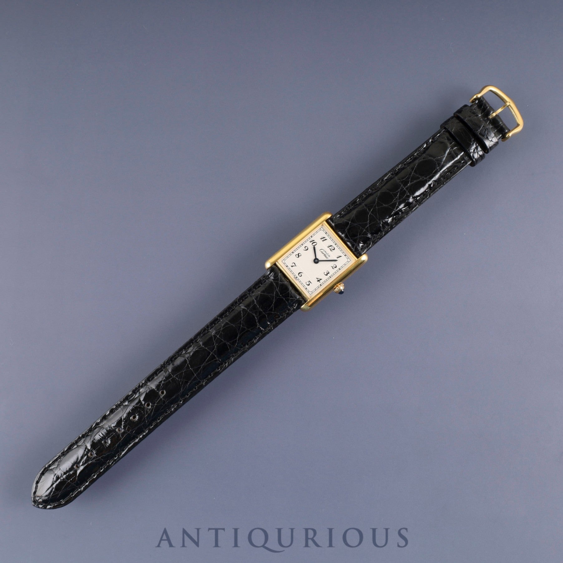 カルティエ マストタンク LM 590005 クォーツ Cal.90 SV925 革 純正尾錠(GP) アラビア文字盤 オーバーホール済み 新品仕上げ済み