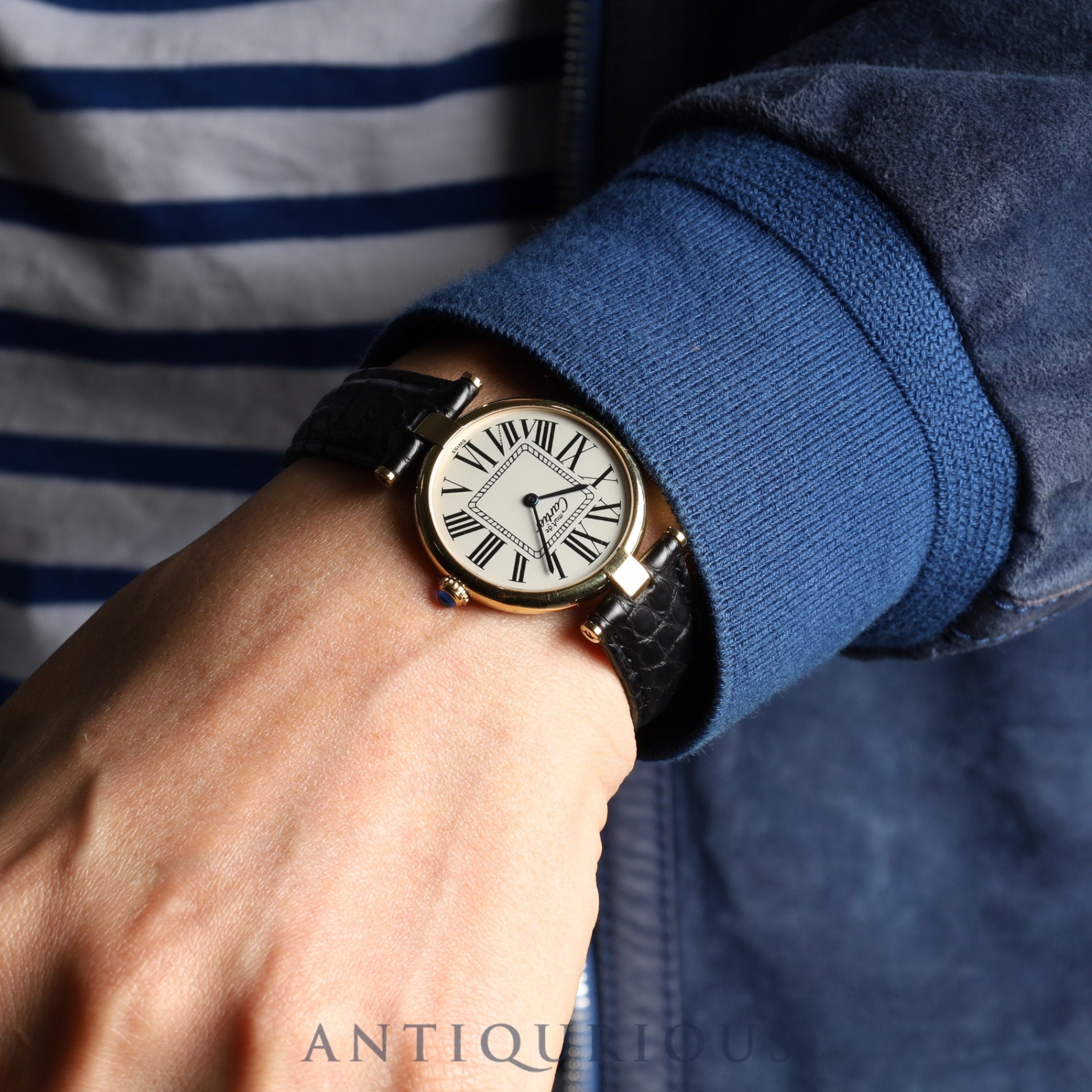 カルティエ マスト ヴァンドーム VLC LM 590003 クォーツ Cal.690 SV925 革 純正Dバックル(GP) オパラン文字盤 オーバーホール済み