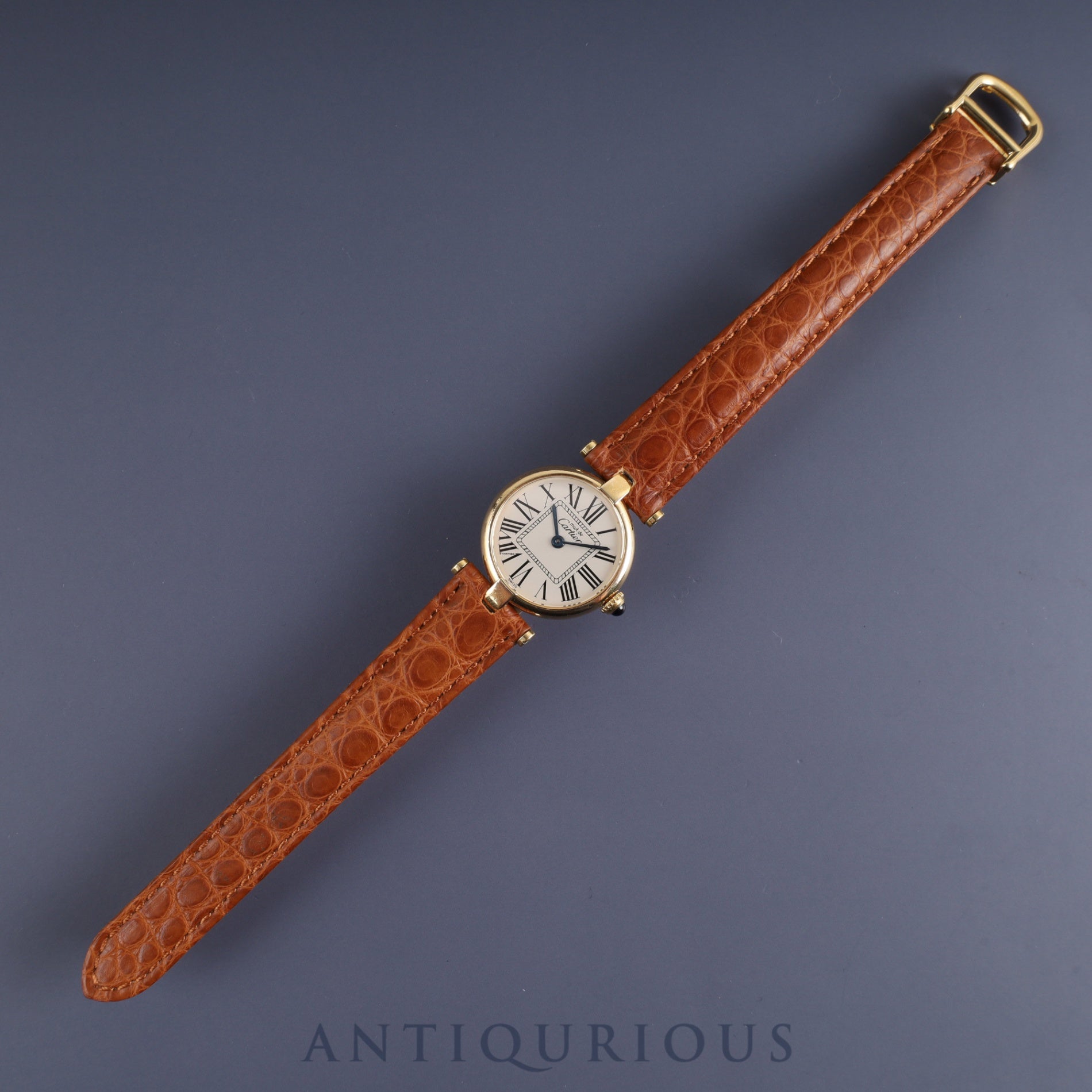 カルティエ マスト ヴァンドーム VLC SM 1851 クォーツ Cal.90 SV925 革 純正Dバックル(GP)オパラン文字盤 オーバーホール済み