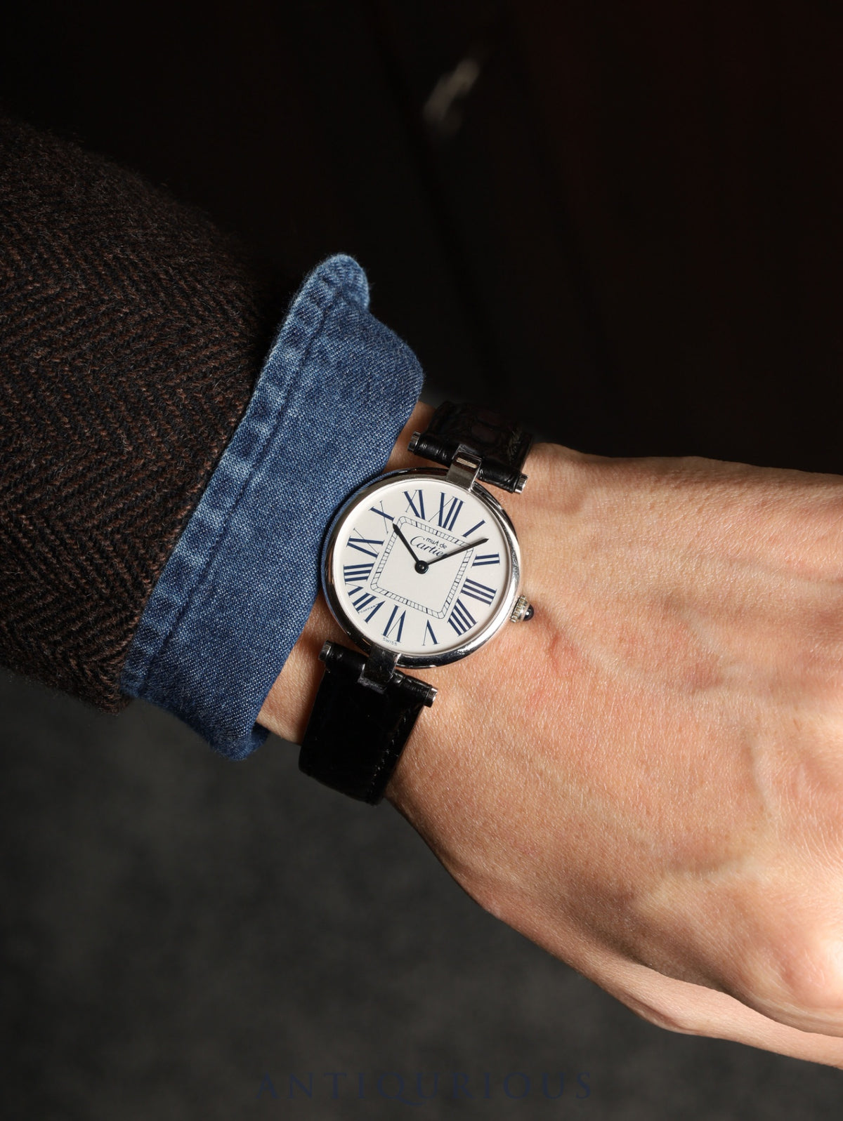 Cartier Must Vendôme VLC LM 1860 Quartz Caliber 90.06 SV925 Leather Strap with Genuine D-Clasp (Stainless Steel) Opalescent Dial, Warranty Card (1996) Overhauled