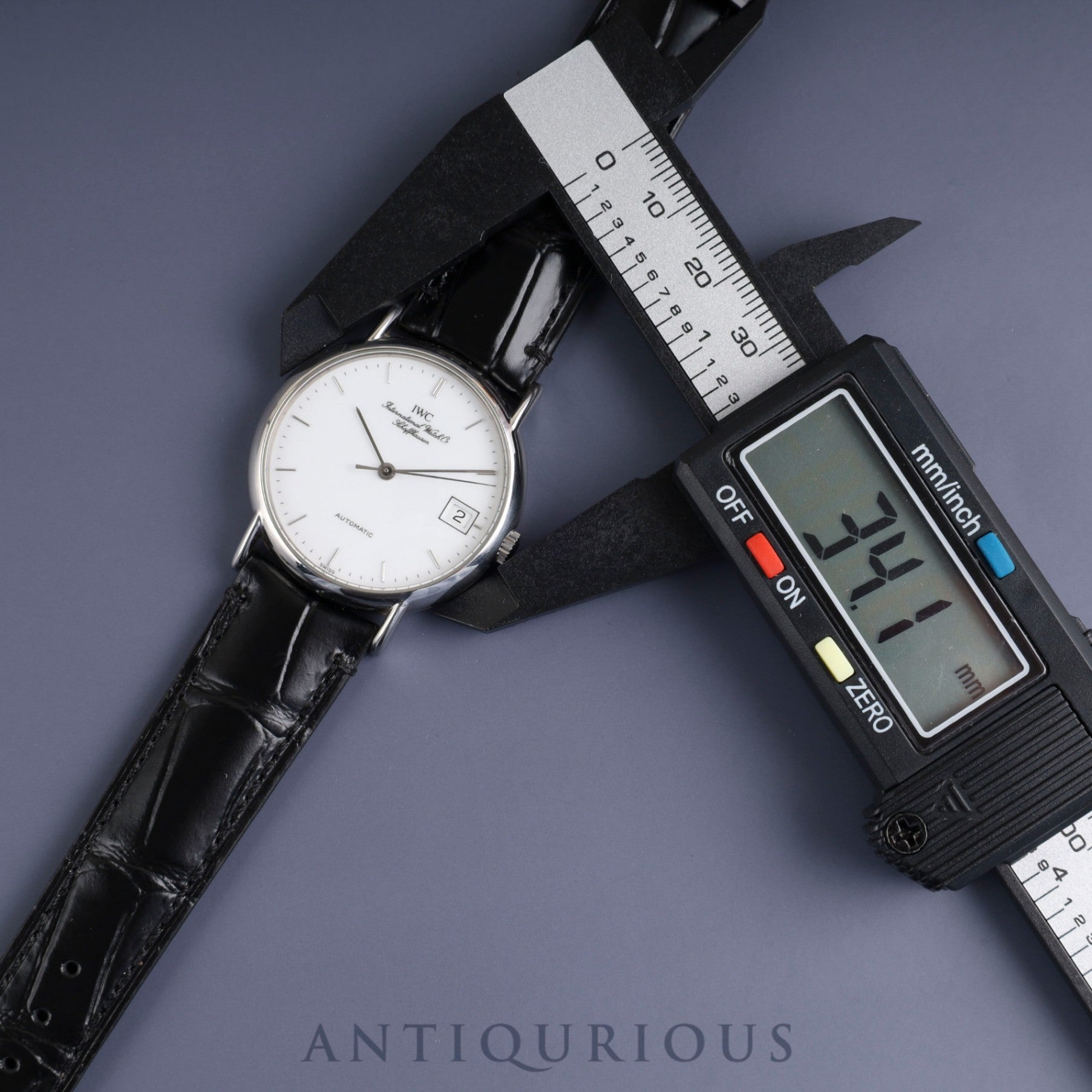 IWC Portofino IW351320 Automatic Caliber 37521 Stainless Steel Leather Strap with Genuine Stainless Steel Buckle, White Dial, Warranty Card, Overhauled