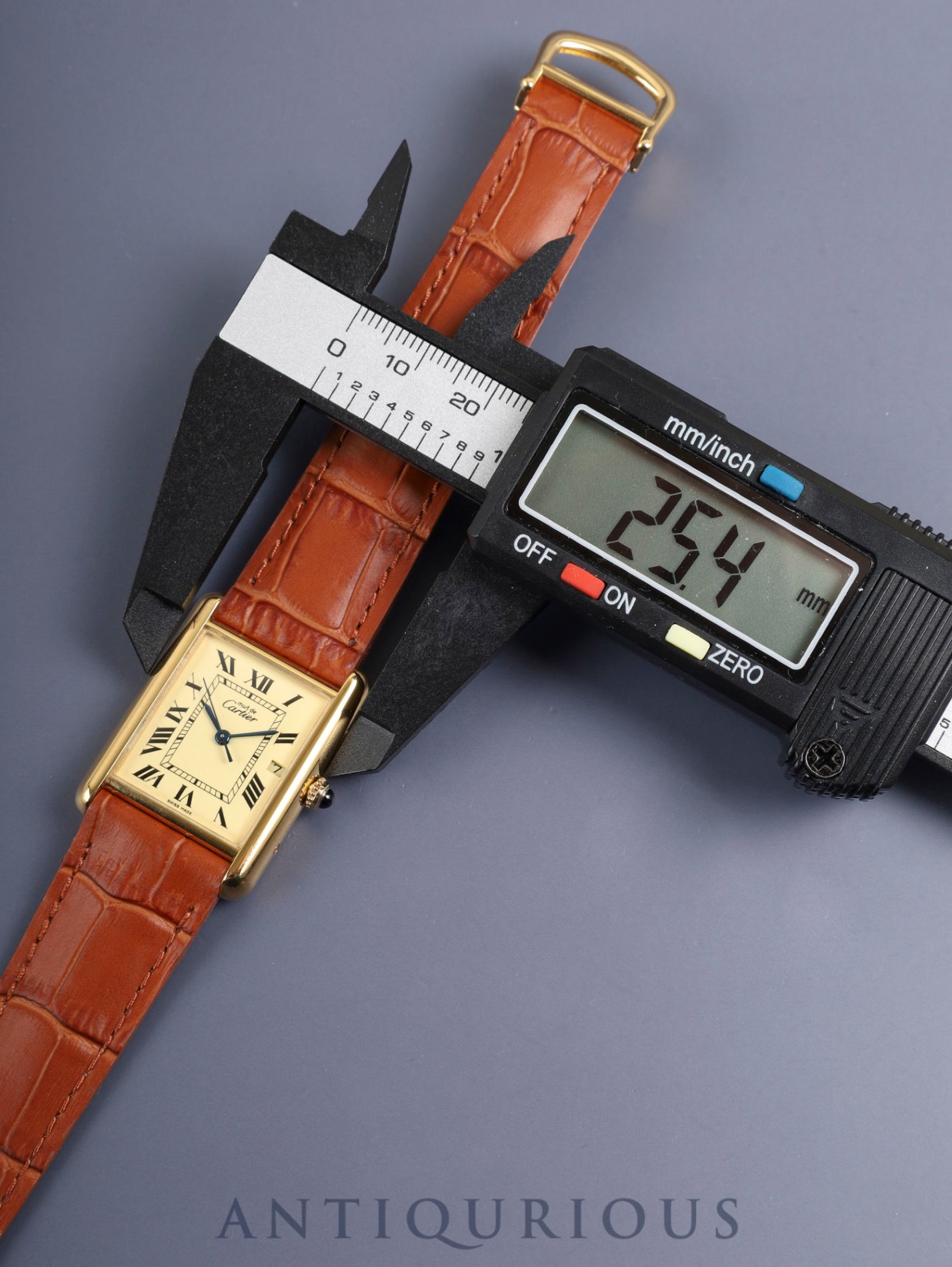 Cartier Must Tank GM (XL) W1017454 / 2413 Quartz Cal.687 SV925 Leather Genuine Deployant Buckle (GP) Ivory Roman Dial (SWISS MADE) with Genuine Leather Strap, Overhauled
