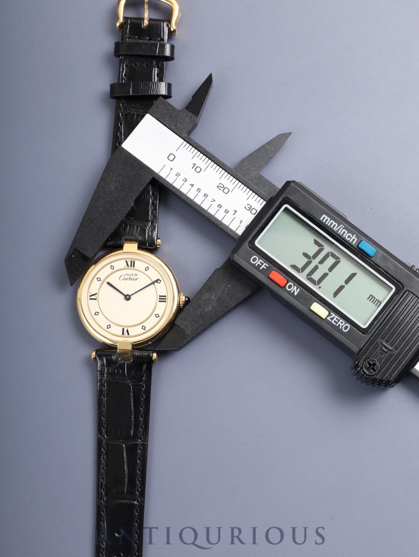 カルティエ マスト ヴァンドーム VLC LM W1001953 / 590003 クォーツ Cal.90 SV925 革 純正尾錠(GP) アイボリー4点ローマン文字盤 オーバーホール済み