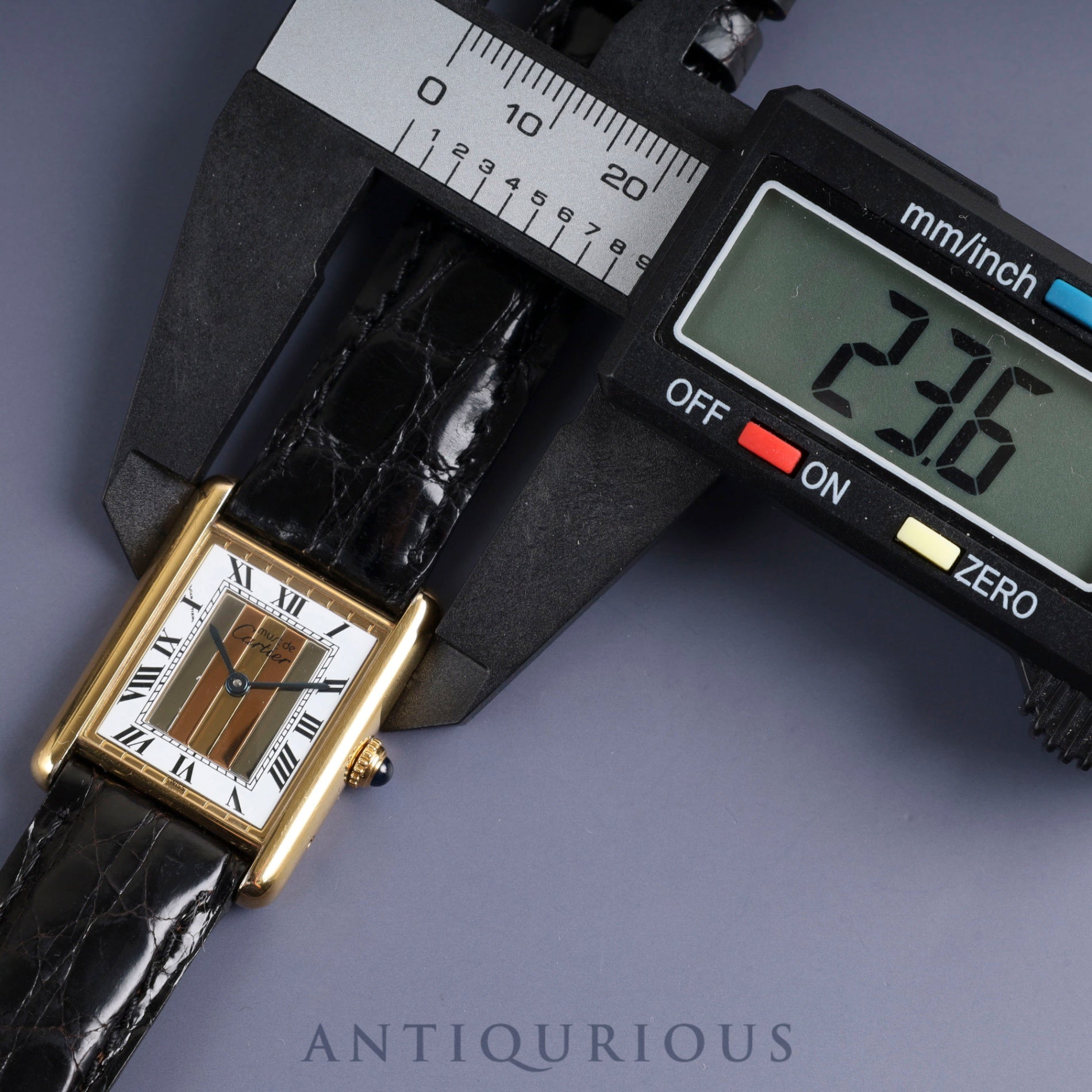 Cartier Must Tank LM 590005 Quartz Cal.90 SV925 Leather Genuine Buckle (GP) Front Trinity Dial Warranty (no date) Overhauled