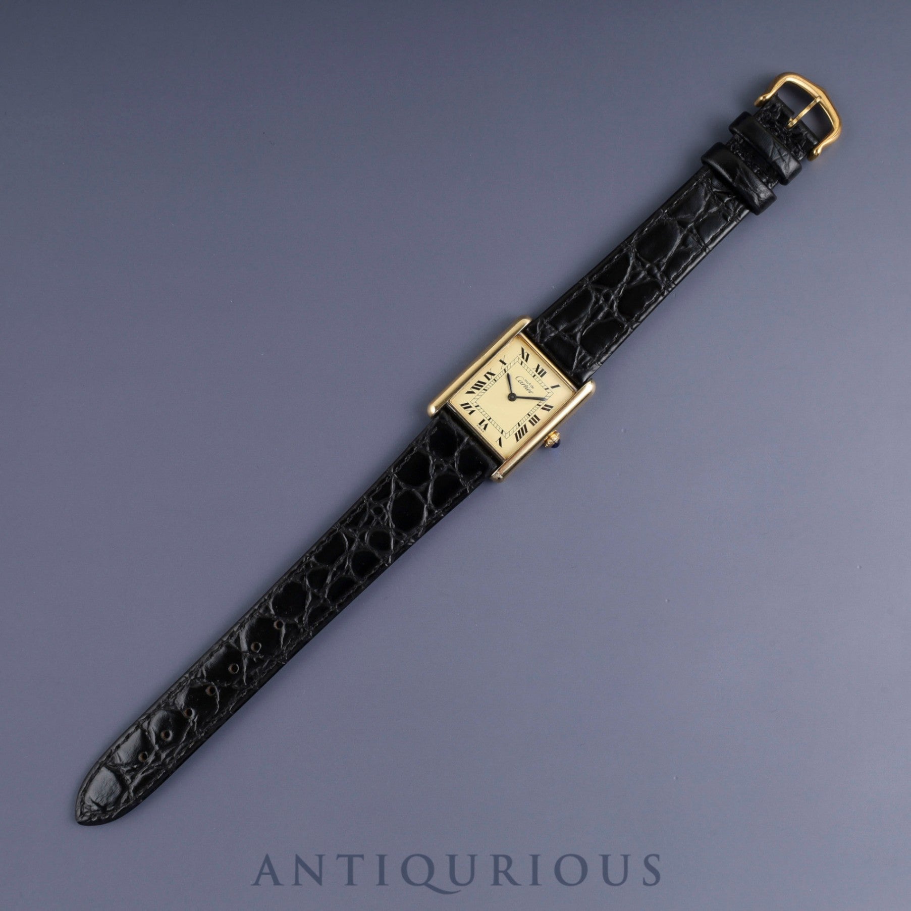 Cartier Must Tank LM Manual winding Cal.78-1 SV925 Leather Genuine buckle (GP) Ivory Roman dial Overhauled