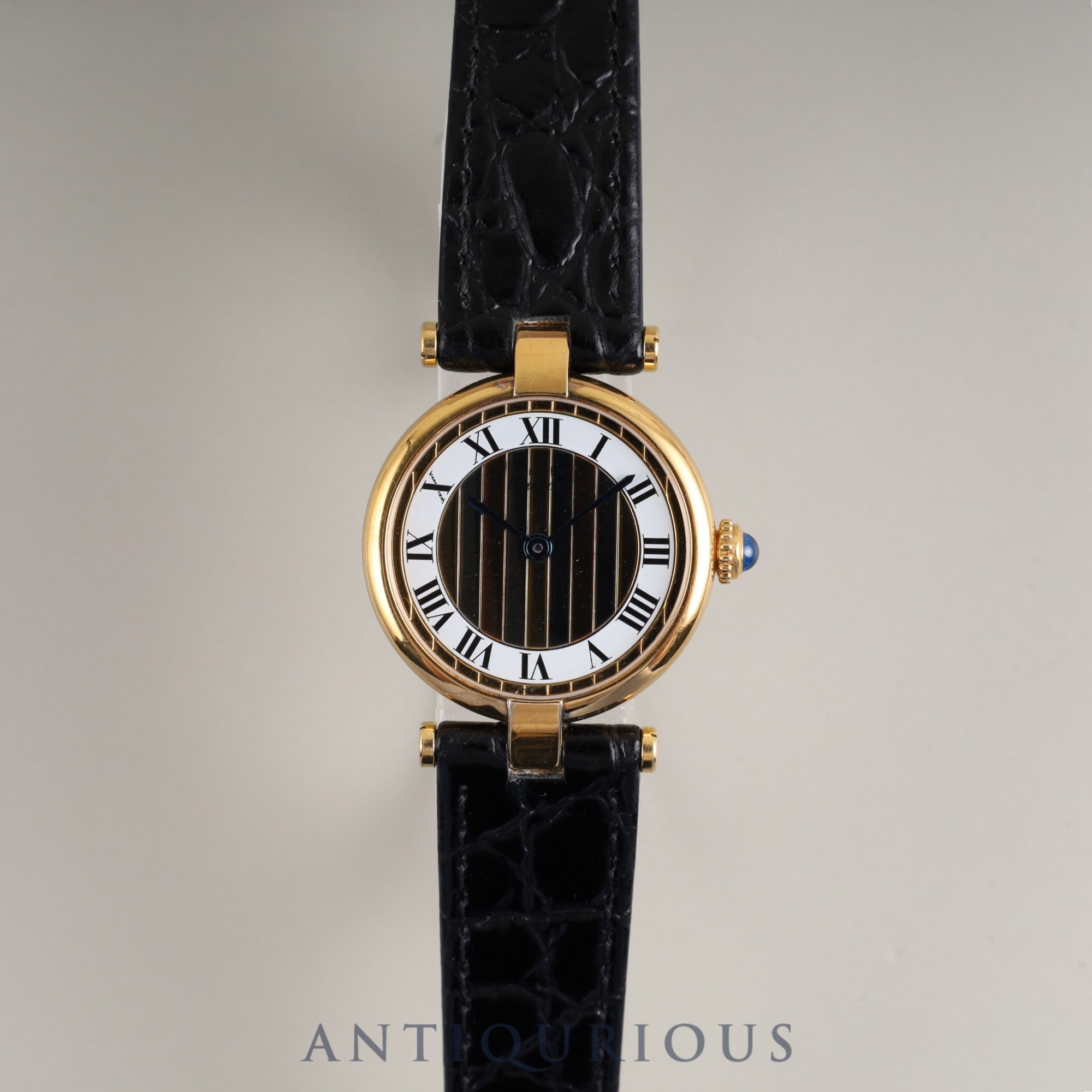 カルティエ マスト ヴァンドーム VLC SM 590004 クォーツ Cal.90 SV925 革 純正尾錠(GP) フロントトリニティ文字盤 箱 タグ 冊子 保証書(1990年) オーバーホール済み