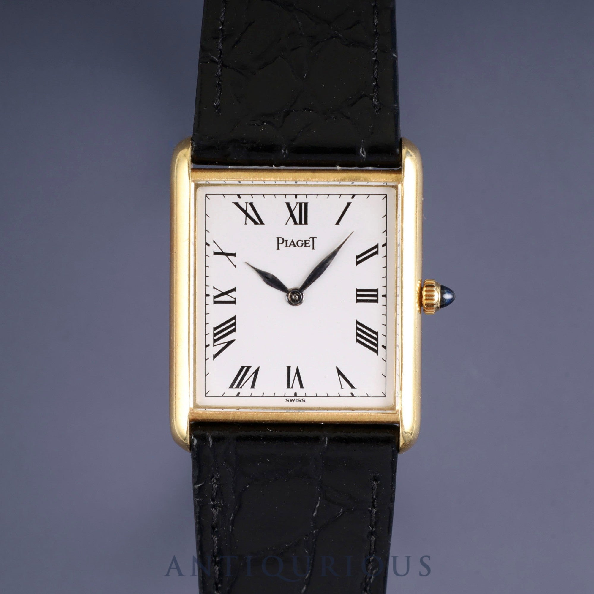 Piaget Rectangular 9287 Manual Winding Caliber 9P2 750 Leather Strap with Genuine Buckle (750) White Roman Dial Overhauled