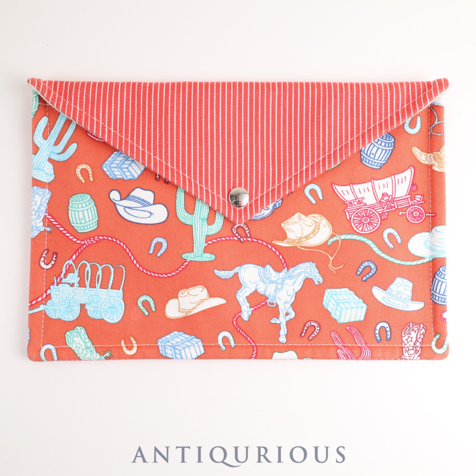 Hermes Pouch Cotton Canvas Western Company GM Tangerine 100% Cotton Envelope Case Flat Case