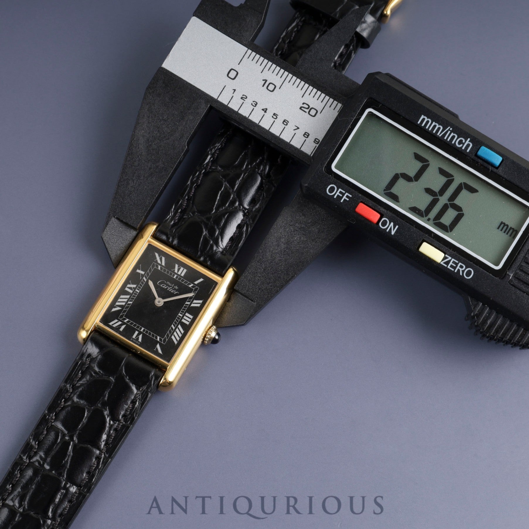 カルティエ マストタンク LM 手巻き Cal.78-1 SV925 革 純正尾錠(GP)ブラックローマン文字盤 オーバーホール済み 新品仕上げ済み