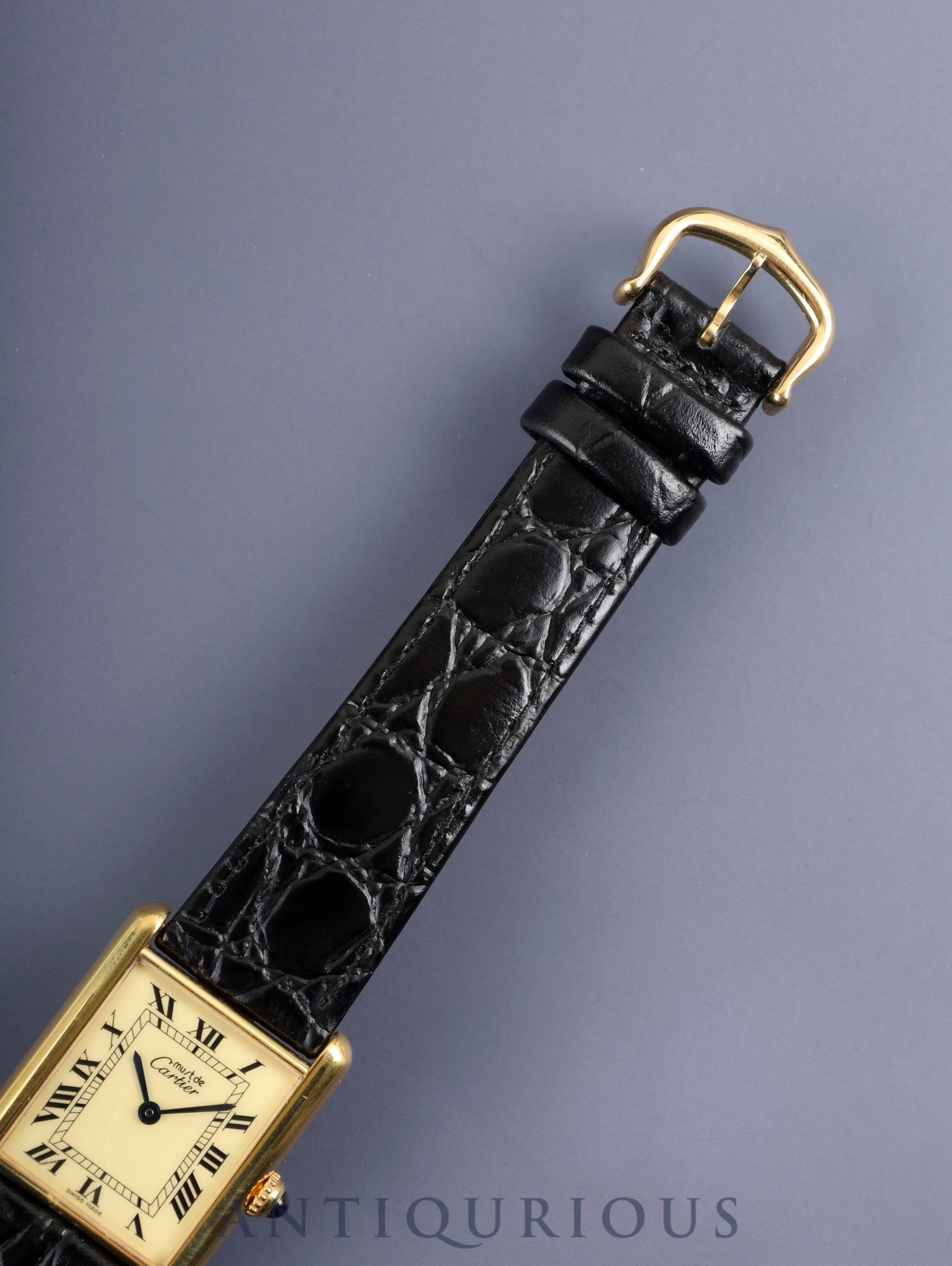 カルティエ マストタンク LM 590005 クォーツ Cal.- SV925 革 純正尾錠(GP) アイボリーローマン文字盤(SWIIS MADE表記) 新品仕上げ済み カルティエブティックにてコンプリートサービス済み