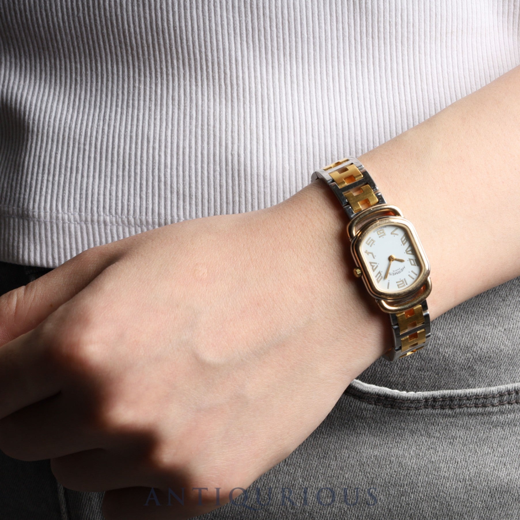 Hermes Rally 77.03 Quartz Cal.976.001 SS/GP SS/GP White Dial Overhauled