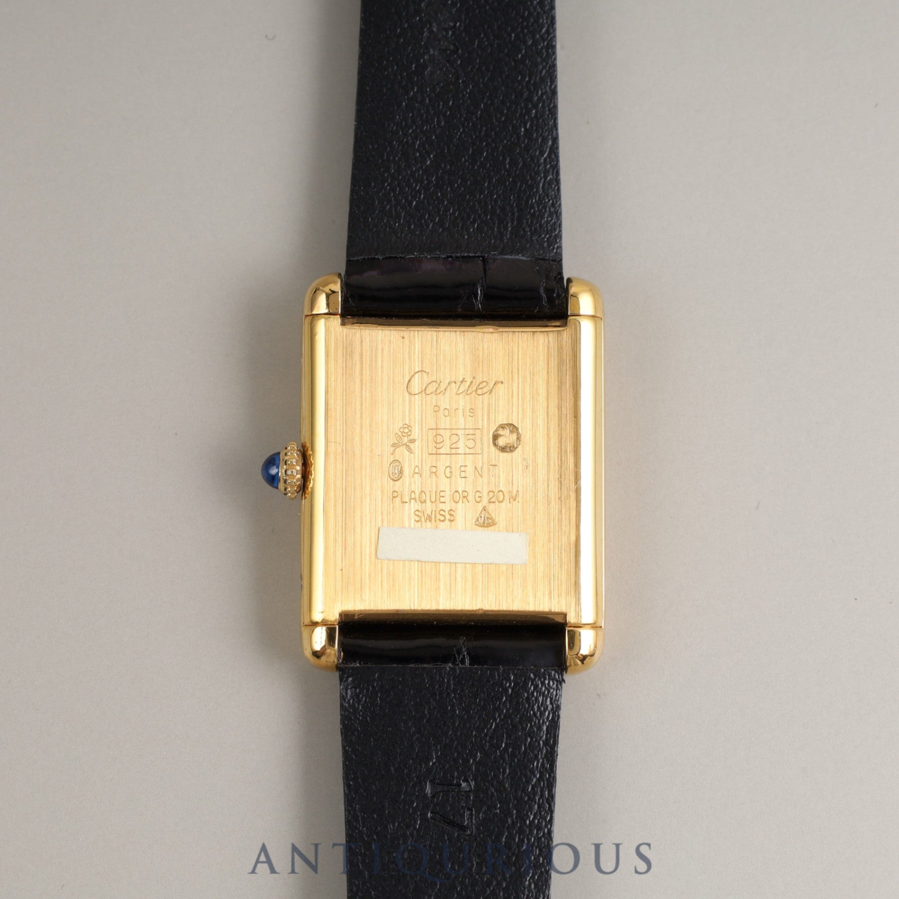 Cartier Must Tank LM Manual winding 925 Leather Genuine buckle (GP) Black Roman dial Box Overhauled