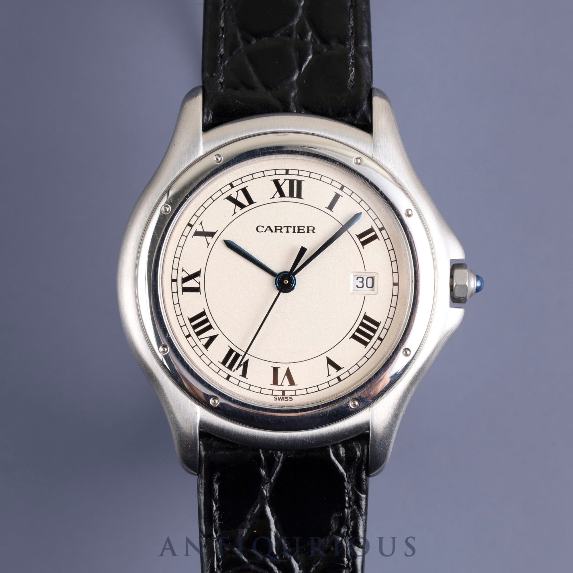 Cartier Panthere Cougar LM W35002F5 / 987904 Quartz SS Leather Genuine Buckle (SS) White Roman Dial Overhauled