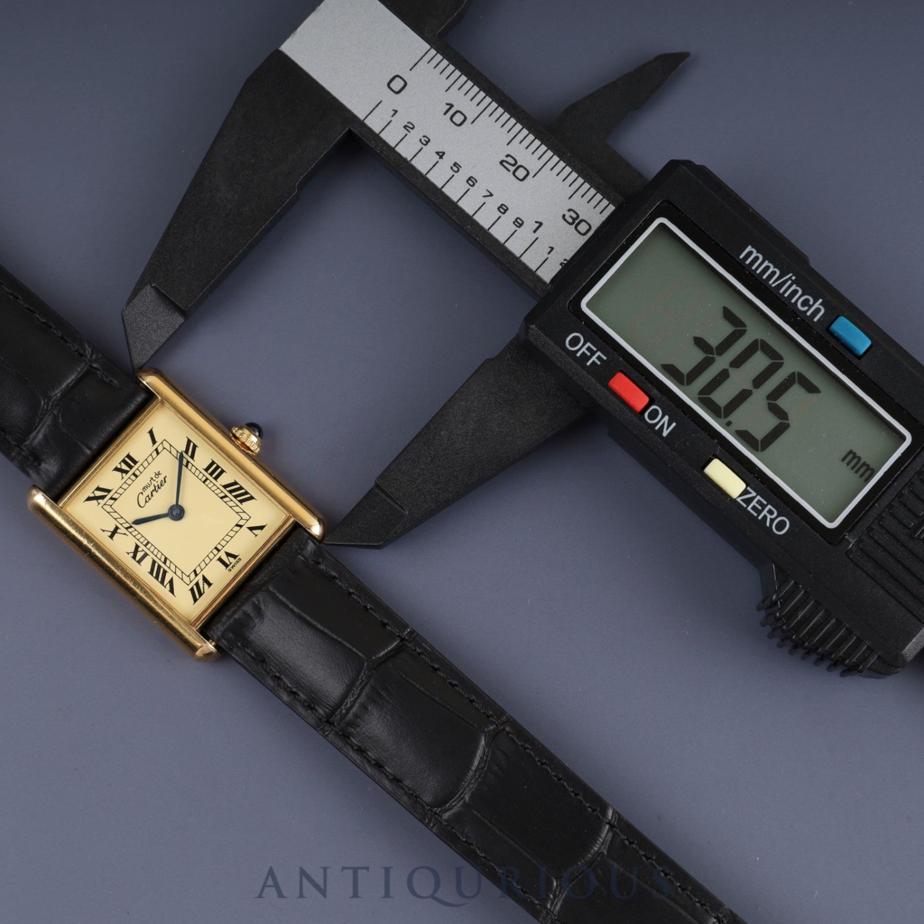 Cartier Must Tank LM W1002754 / 1615 Quartz Cal.90 SV925 Leather Genuine D-buckle (GP) Ivory Roman dial 1996-1998 Overhauled