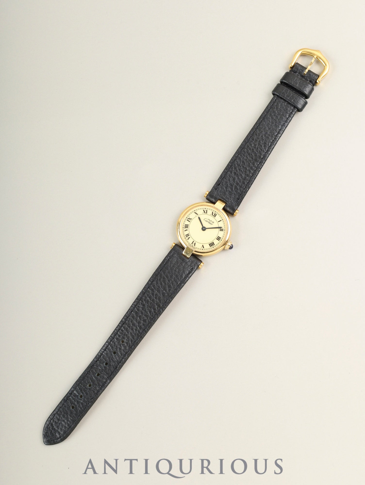 Cartier Must Vendome VLC SM 84978213 / 18 Quartz Cal.690 SV925 Leather Genuine Pin Buckle (GP) Ivory Roman Dial (SWISS MADE表記) Overhauled