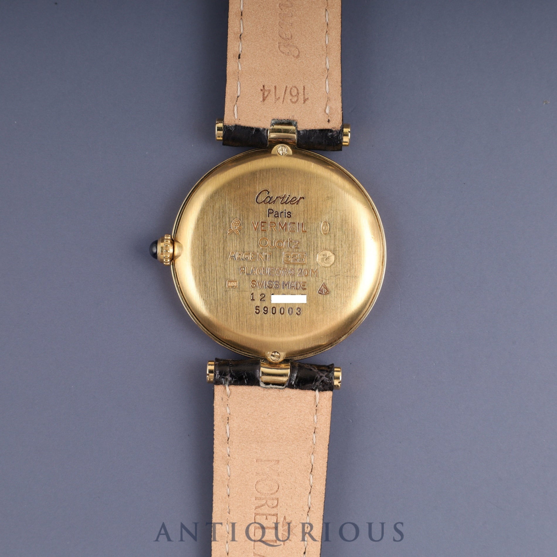 Cartier Must Vendôme VLC LM 590003 Quartz Caliber 90 SV925 Leather Strap with Genuine GP Buckle, Ivory Roman Dial, Overhauled