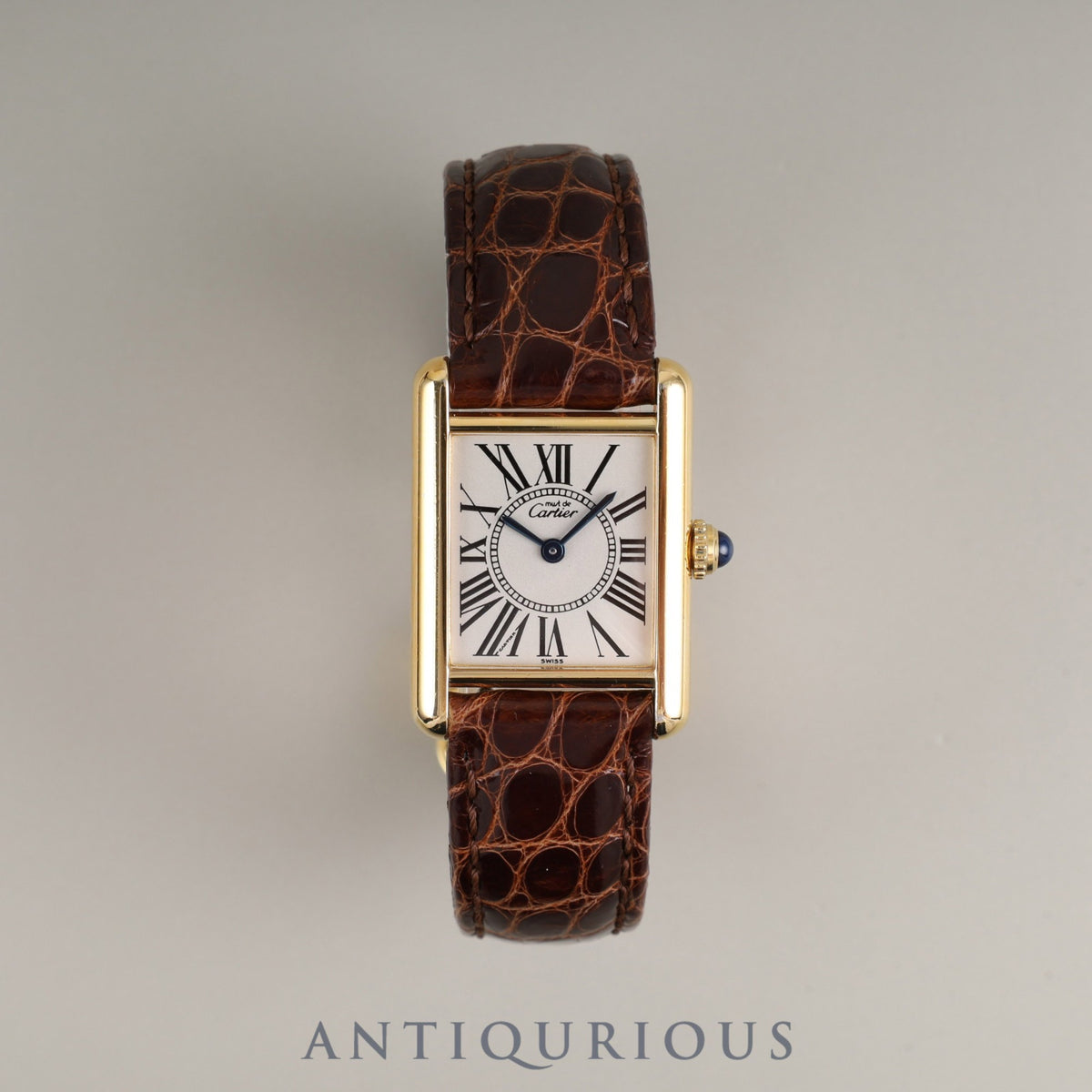 Cartier Must Tank SM W1005554 / 5057001 Quartz SV925 Leather Watch with Genuine D-Clasp (GP) and Opalin Dial. Completely serviced at a Cartier boutique.
