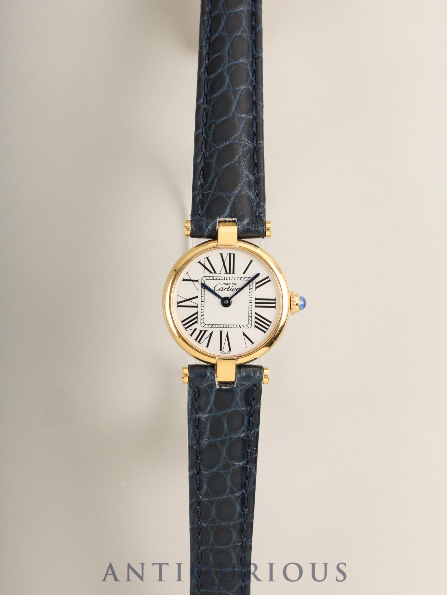 Cartier Must Vendome VLC SM 590004 Quartz Cal.90 SV925 Leather Genuine Deployant Buckle (GP) Opaline Dial (SWISS marking) Box Overhauled
