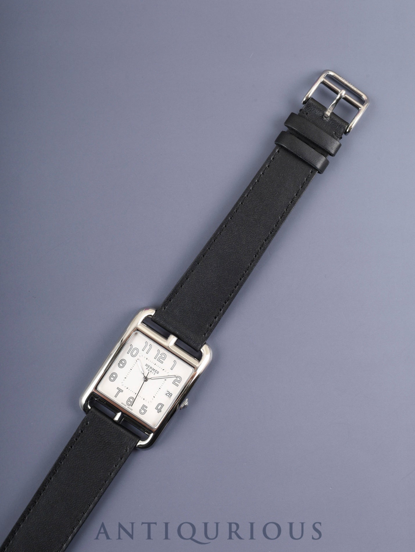 エルメス ケープコッド W055346WW00 / CC1.810 クォーツ SS 革 純正尾錠(SS)シルバーアラビア文字盤 箱 冊子 保証書(2022年) 純正革ベルト(U刻印:2022年)オーバーホール済み