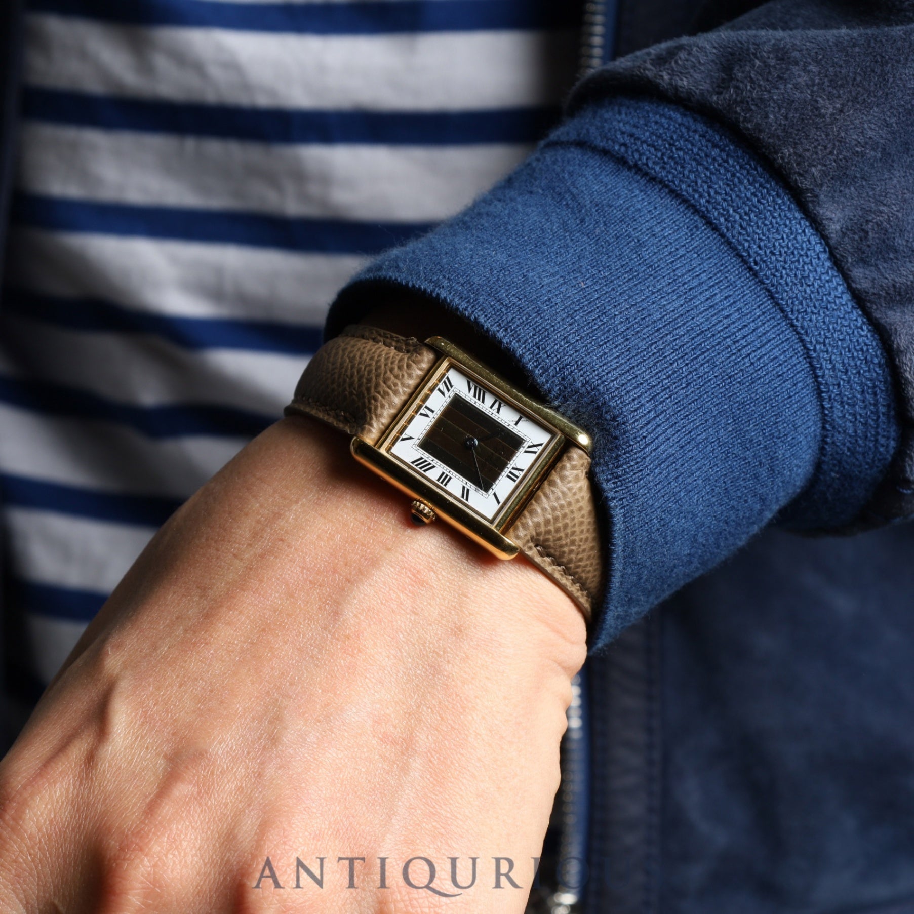 カルティエ マストタンク LM 590005 クォーツ Cal.90 SV925 革 純正尾錠(GP) フロントトリニティ文字盤 オーバーホール済み 新品仕上げ済み