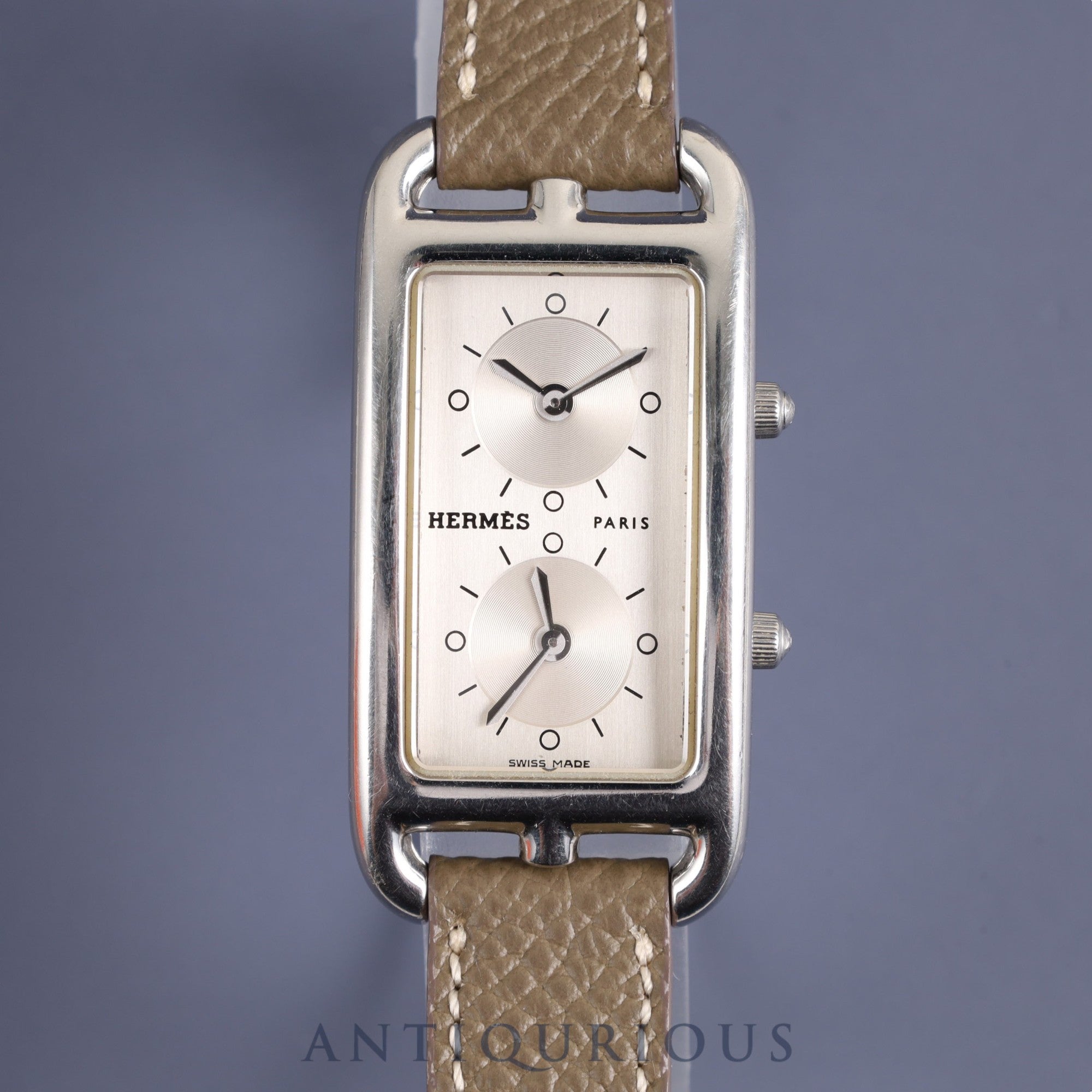 Hermes Cape Cod Dezone CC3-210 Quartz Cal.E01001 SS Leather Genuine Buckle (SS) Silver Dial Box Warranty (2014) Overhauled