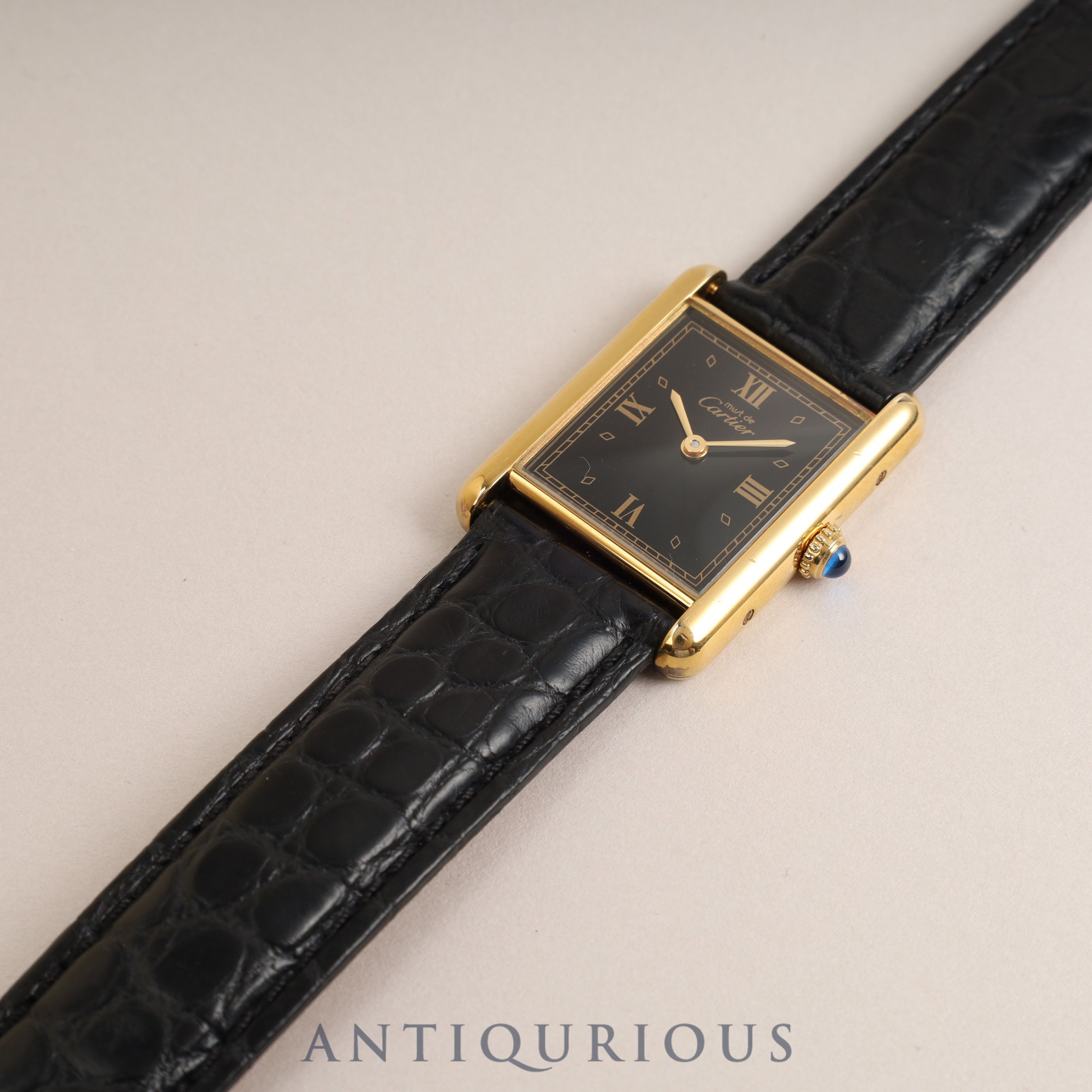 Cartier Must Tank LM QZ Black Roman Dial Fully Serviced