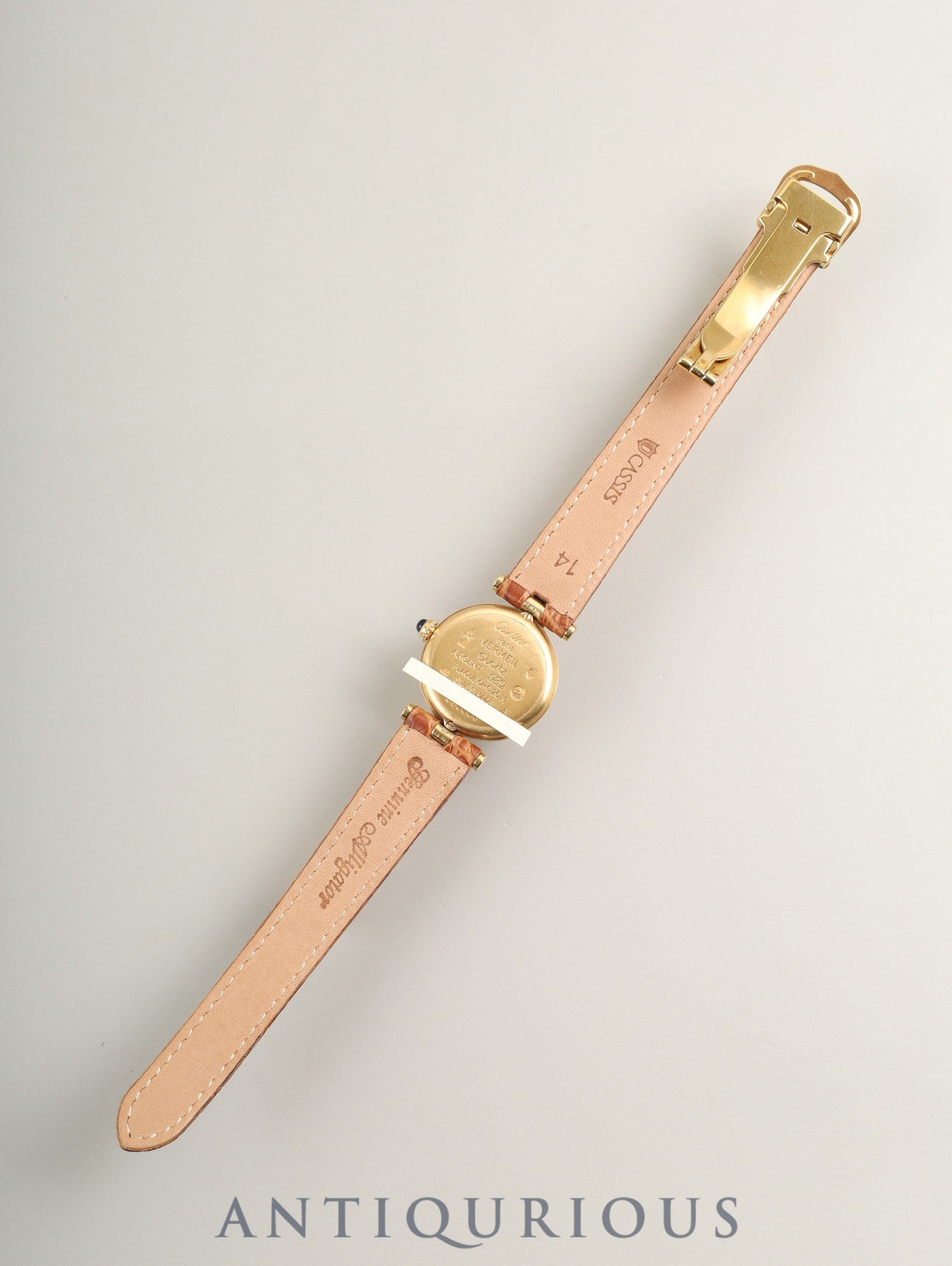 Cartier Must Vendôme VLC SM 590004 Quartz SV925 Leather Watch with Genuine D-buckle (GP) Ivory 4-point Roman Dial Overhauled