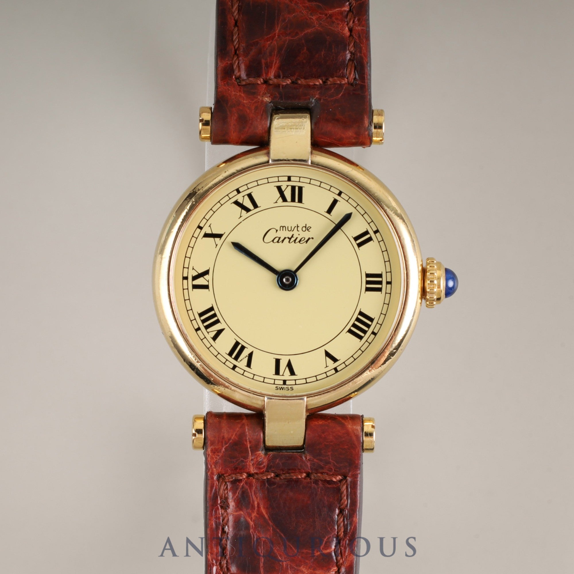 カルティエ マスト ヴァンドーム VLC SM 590004 クォーツ Cal.690 SV925 純正革ベルト 純正尾錠(GP) アイボリーローマン文字盤 オーバーホール済み