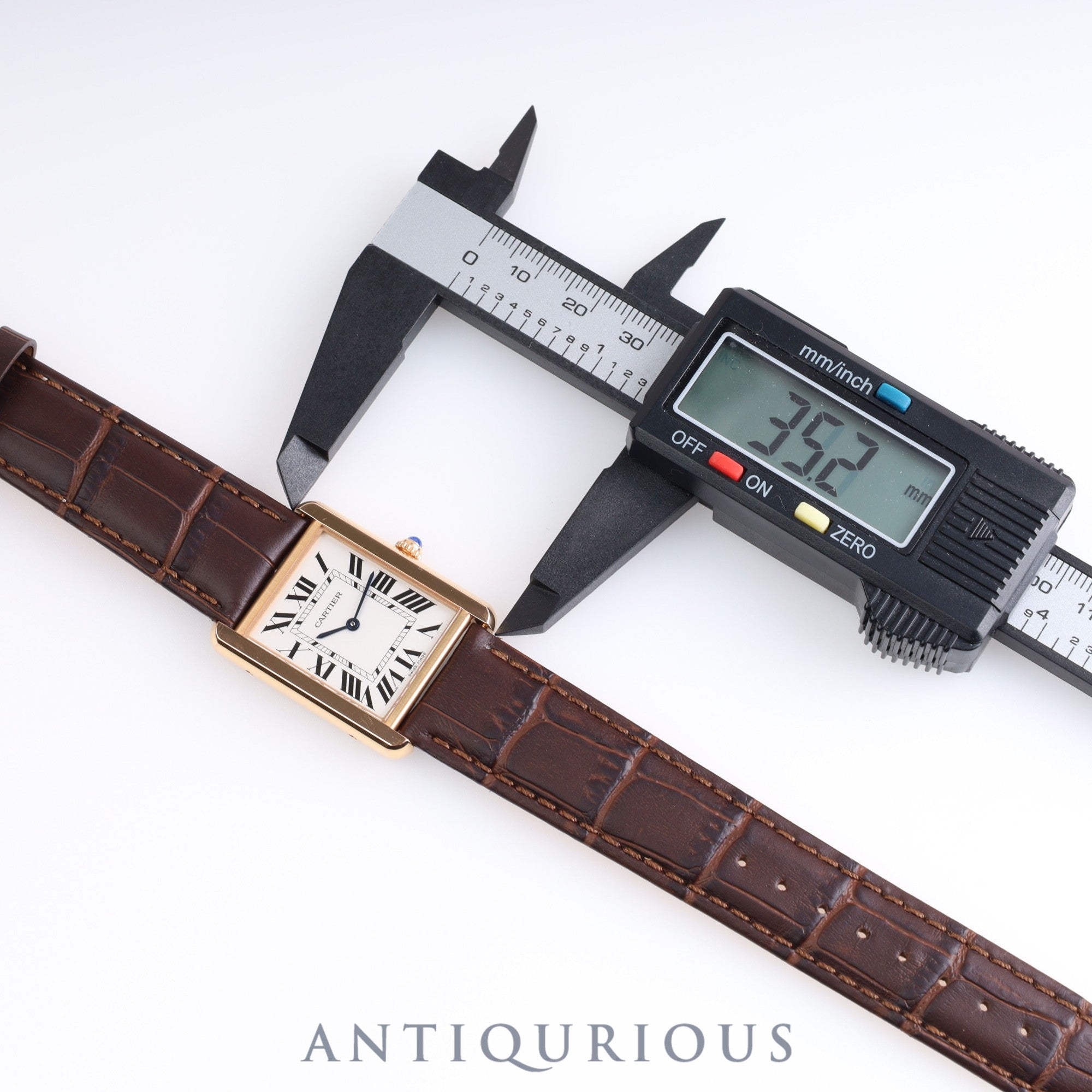 Cartier Tank Solo LM QZ W5200025 / 3167 PG/SS Leather Genuine Buckle (750) Silver Dial