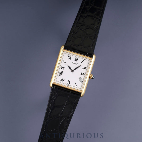 Piaget Rectangular 9287 Manual Winding Caliber 9P2 750 Leather Strap with Genuine Buckle (750) White Roman Dial Overhauled