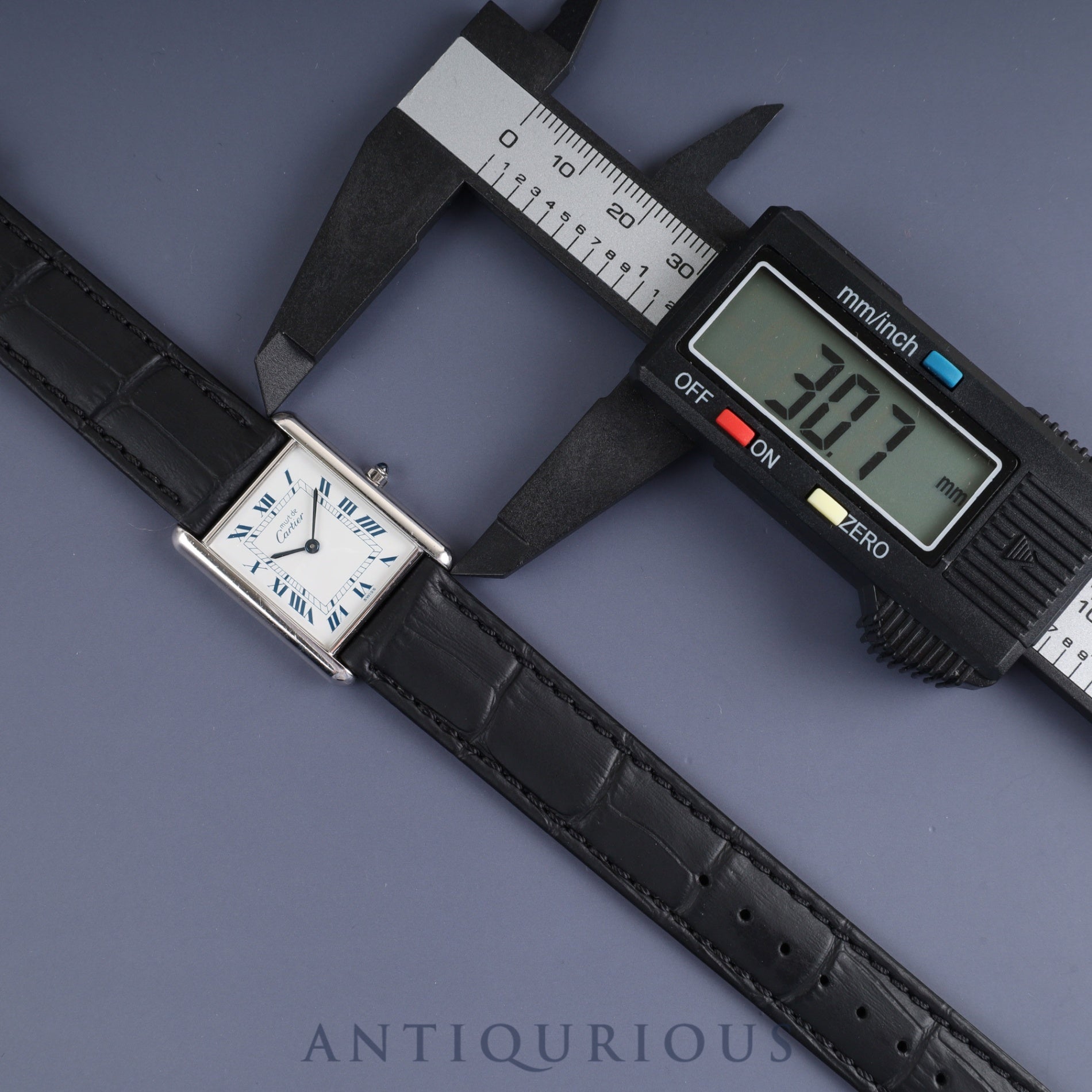 Cartier Must Tank LM 681006 Quartz Cal.81 SV925 Leather Genuine Buckle (SS) White Roman Dial Overhauled