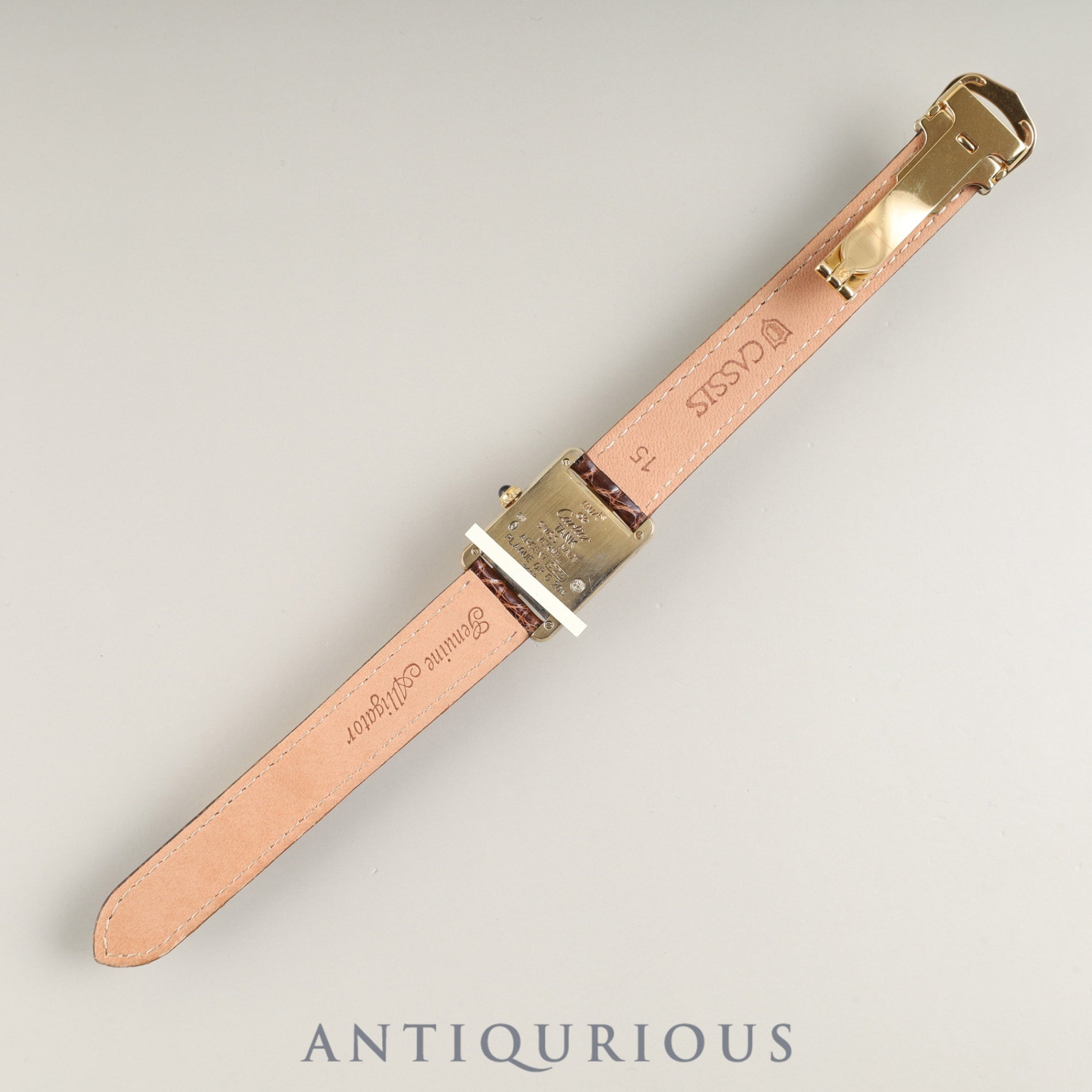 Cartier Must Tank SM W1005554 / 1613 Quartz Caliber - SV925 Leather Strap with Genuine D-Clasp (GP) Opalescent Dial Circa 1996-1998 Completely serviced at a Cartier boutique