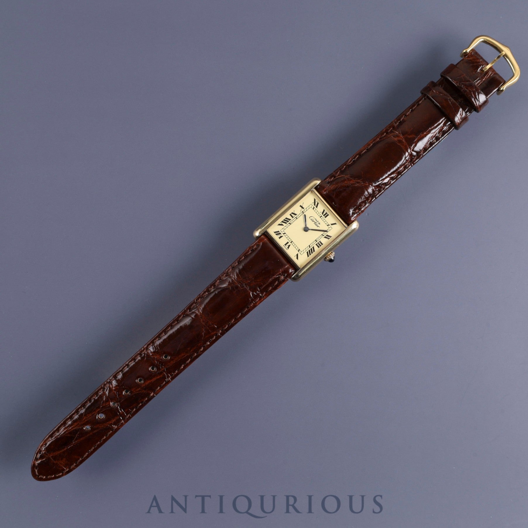 Cartier Must Tank LM Manual winding Cal.78-1 Leather Genuine buckle (GP) Ivory Roman dial Overhauled