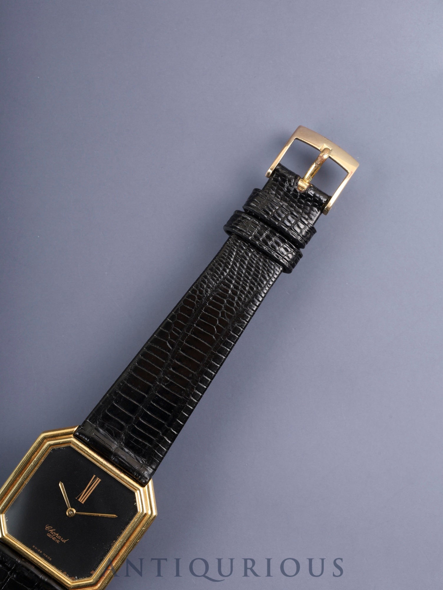 ショパール L.U.C U2130 手巻き Cal.895 AU750 革 社外尾錠(GP) オニキス文字盤 冊子 保証書(1979年)保証登録カード 純正革ベルト オーバーホール済み