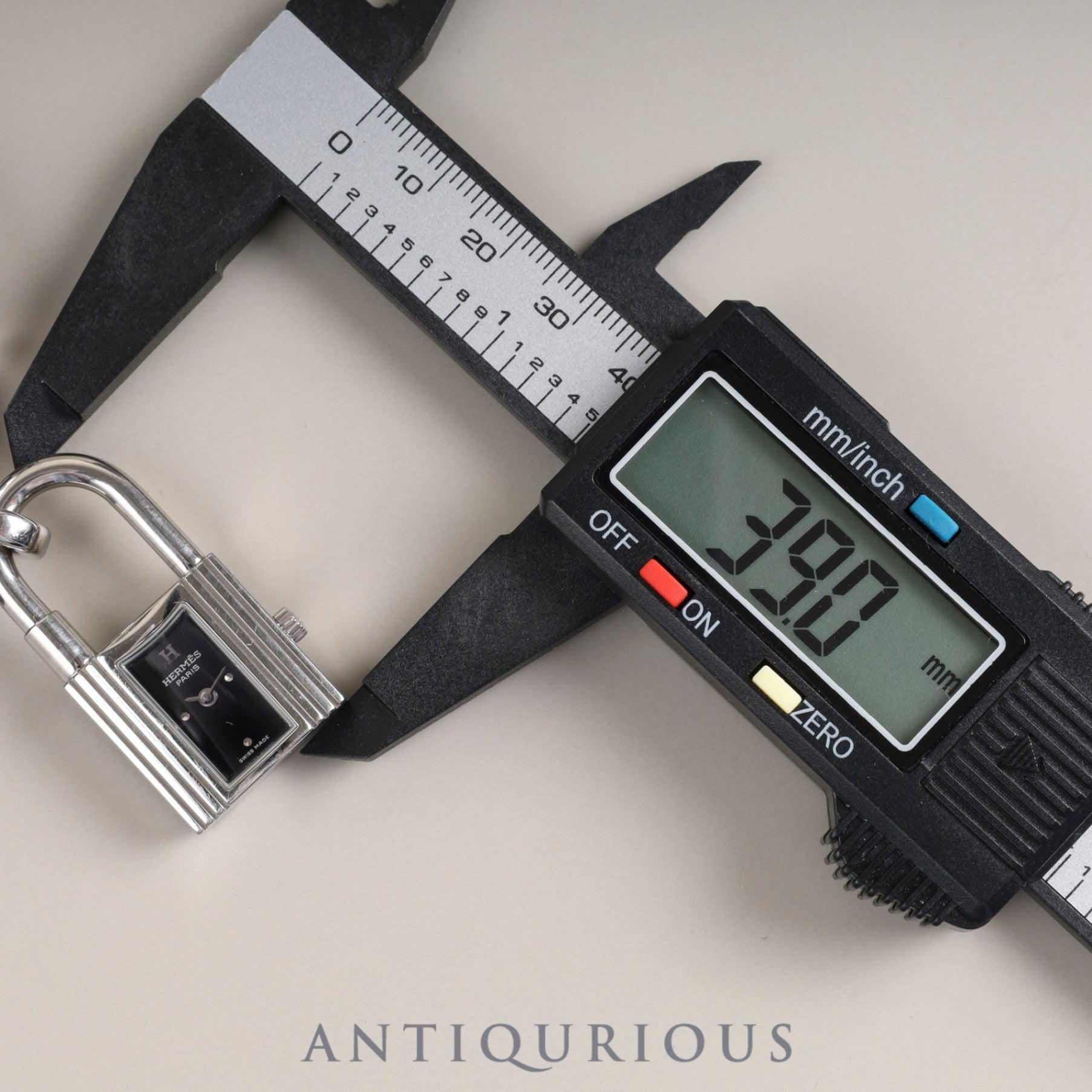 Hermes Kelly Watch KE1.210 Quartz SS Genuine Leather Strap (□D Stamp: 2000) Genuine Buckle (SS) Black Dial Overhauled