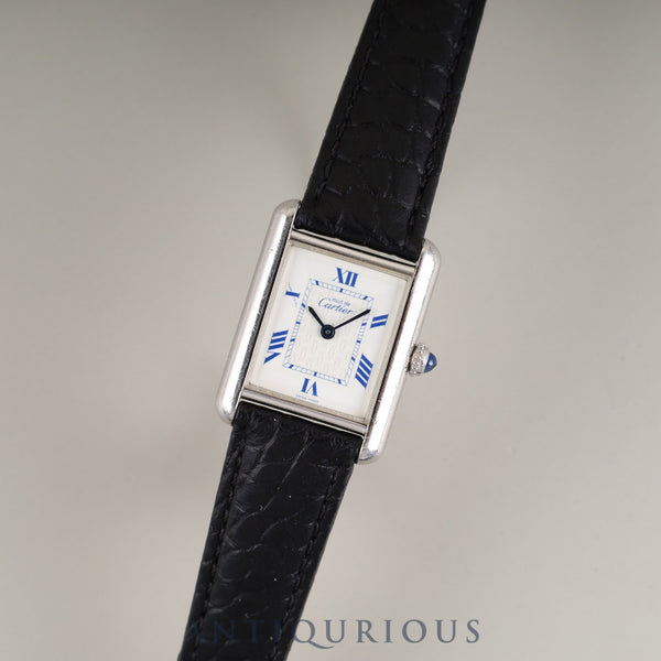 Cartier Must Tank MM W1014054 / 2416 Quartz Caliber 057 SV925 Leather Strap with Genuine D-Buckle (Stainless Steel) White Roman Dial Overhauled