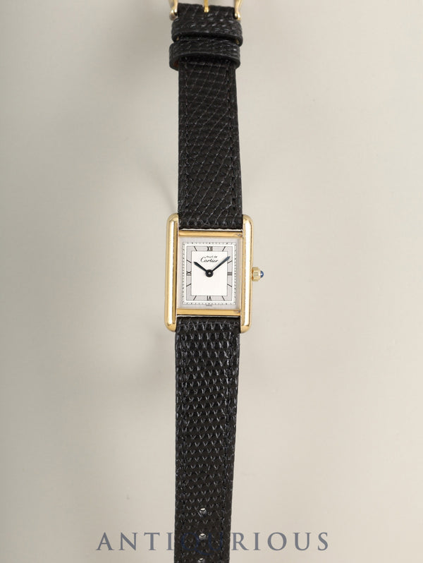 Cartier Must Tank SM 3 66001 Quartz Cal.66 SV925 Leather Original pin buckle (GP) Grey Roman numerals (SWISS表記) Overhauled