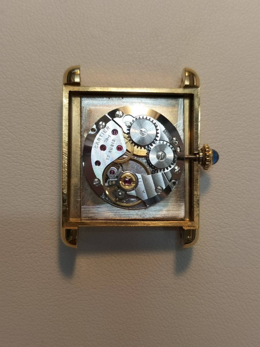 カルティエ マストタンク LM 手巻き Cal.78-1 SV925 革 純正尾錠(GP) ガーネットダイアル ボルドー文字盤オーバーホール済み