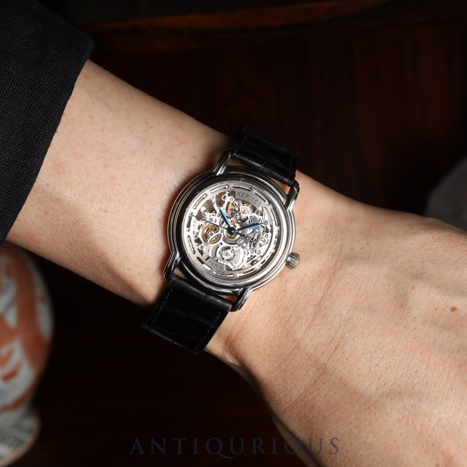 Hermès Sesame SM1.710 Automatic Caliber - Stainless Steel Genuine Leather Strap Genuine Buckle (SS) Skeleton Dial Warranty (2001) Box Booklet Overhauled