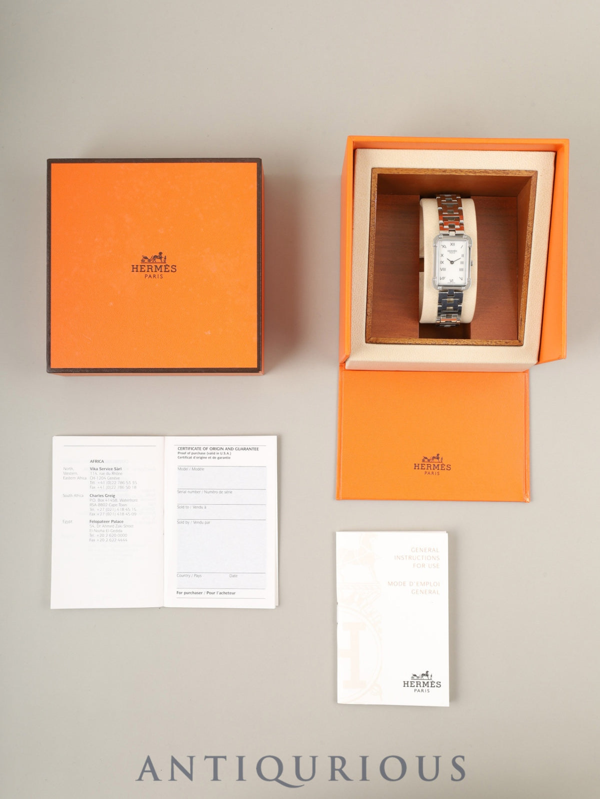 エルメス クロアジュール CR2.210 クォーツ Cal.976.001 SS SS ホワイトシェル文字盤(SWISS MADE表記)箱 冊子 保証書(無記載)オーバーホール済み